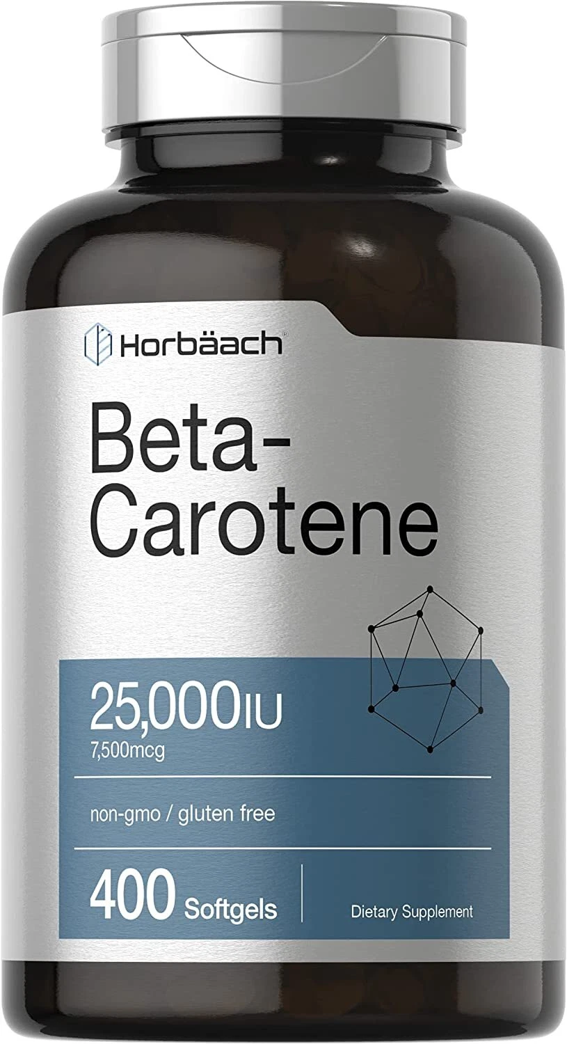 Beta Carotene 25000 iu Softgels | 7,500 mcg | 400 Count | Non-GMO | by Horbaach