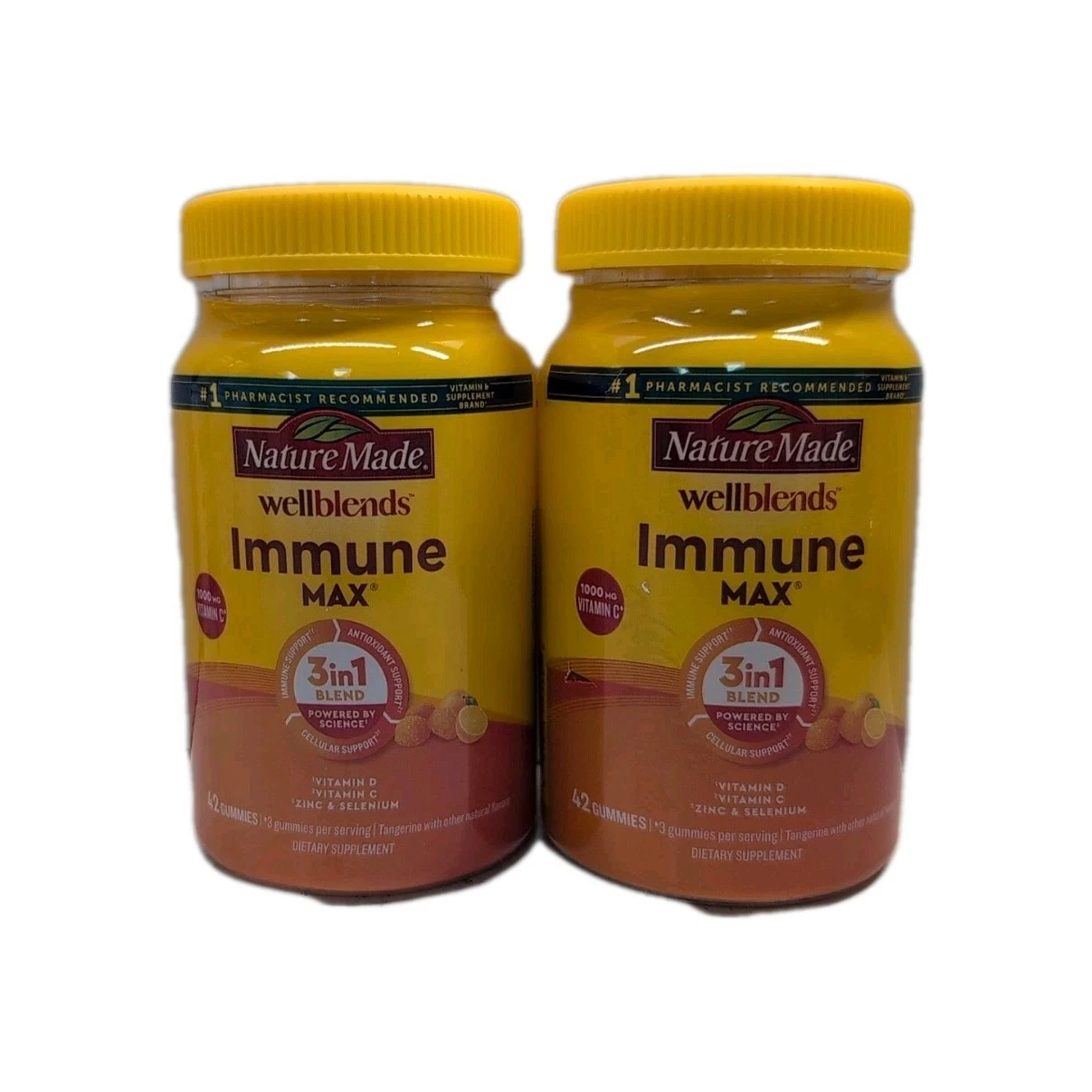 2 Nature Made Wellblends Immune Max 3in1 Vitamin C, D &Zinc Gummies 42 Ea. 9/25+