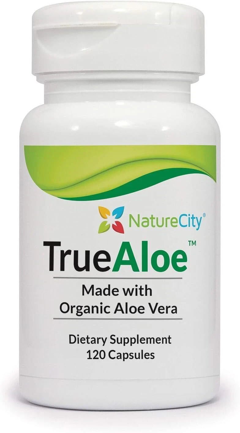 True-Aloe 40,000mg Gel Equivalent Per Capsule – Made with Organic Aloe Vera