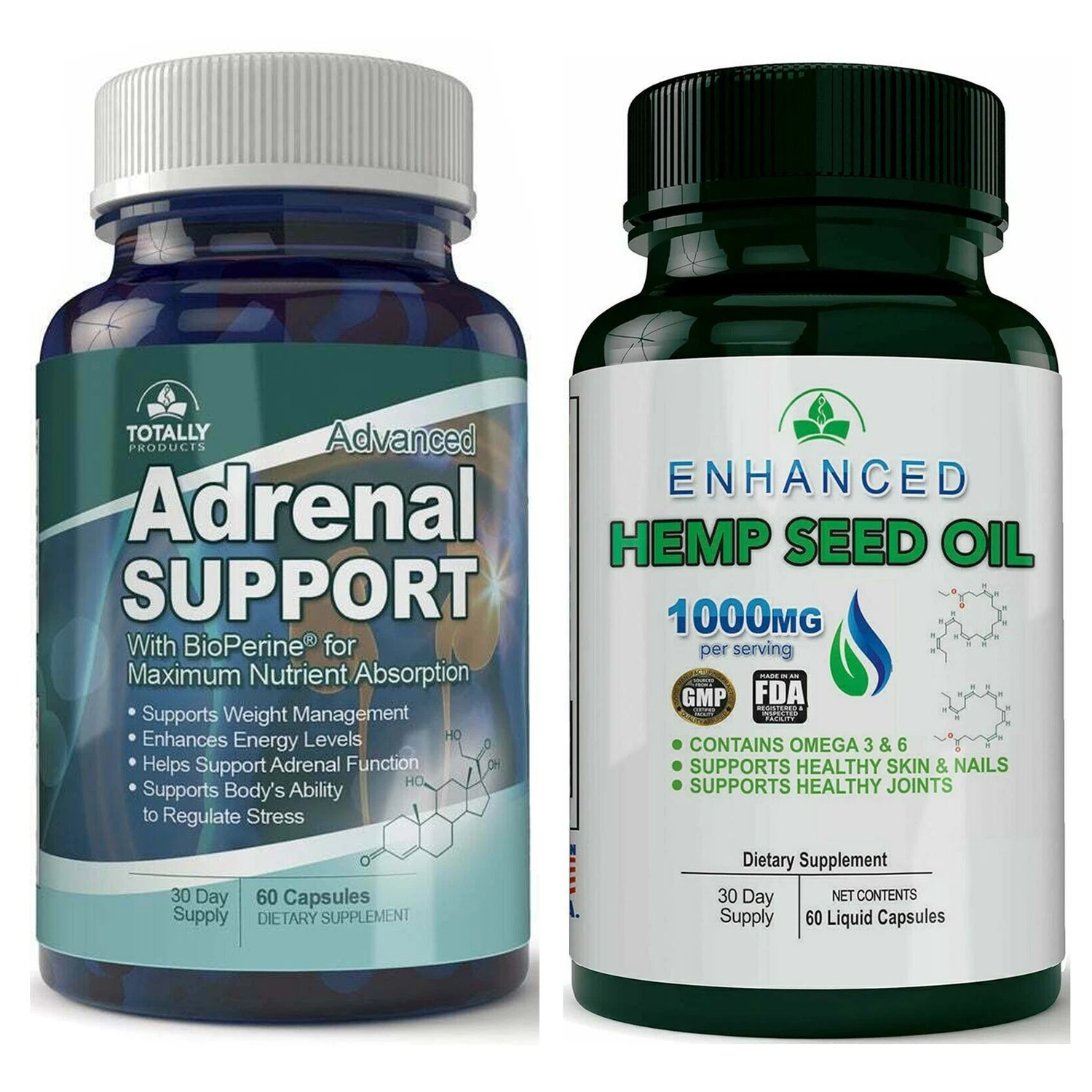 Adrenal Support Weight Loss Energy Booster Pills Hemp Seed Oil Joint Supplements