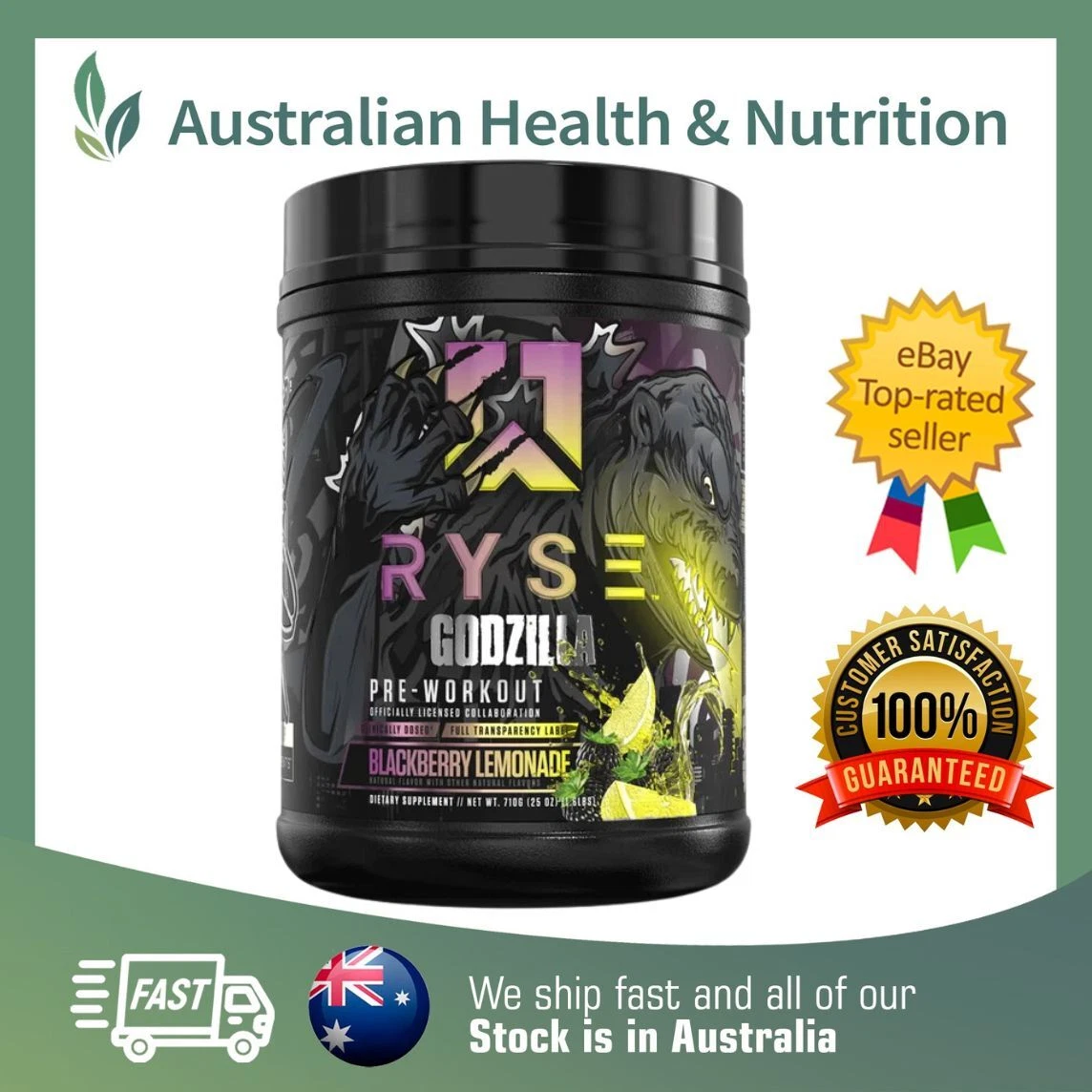 RYSE GODZILLA PRE-WORKOUT HIGHEST POTENCY + FREE SAME DAY SHIPPING