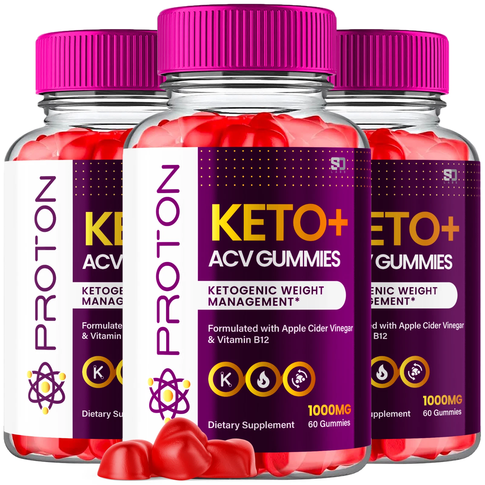 (3 Pack) Proton Keto Gummies, Proton Keto ACV Gummies Weight Loss (180 Gummies)