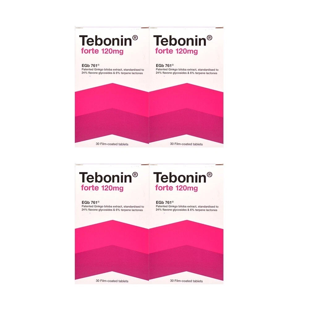 4 Box Tebonin Forte 120mg EGb761 (30Tablets) Ginkgo Biloba Focus Concentration