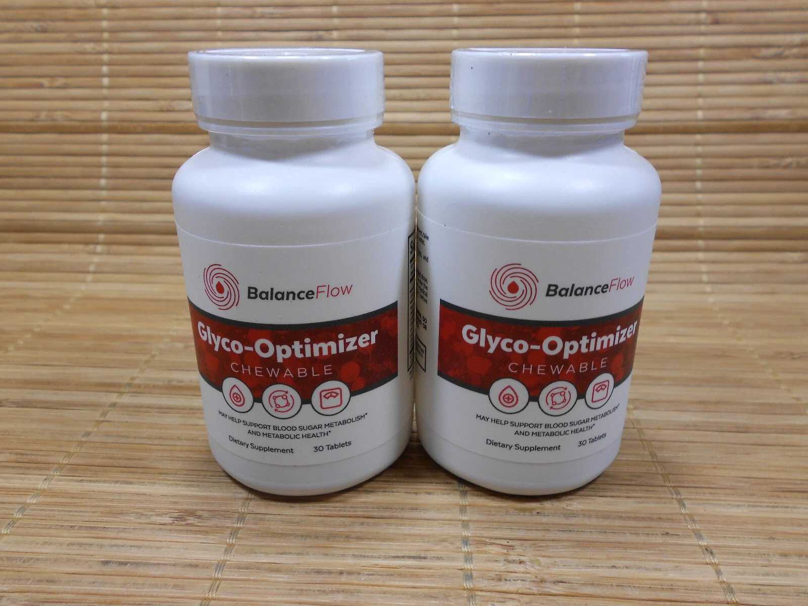 Lot of 2 BalanceFlow Glyco-Optimizer Chewable 30 Tablets Each, EXP 2026, Sealed