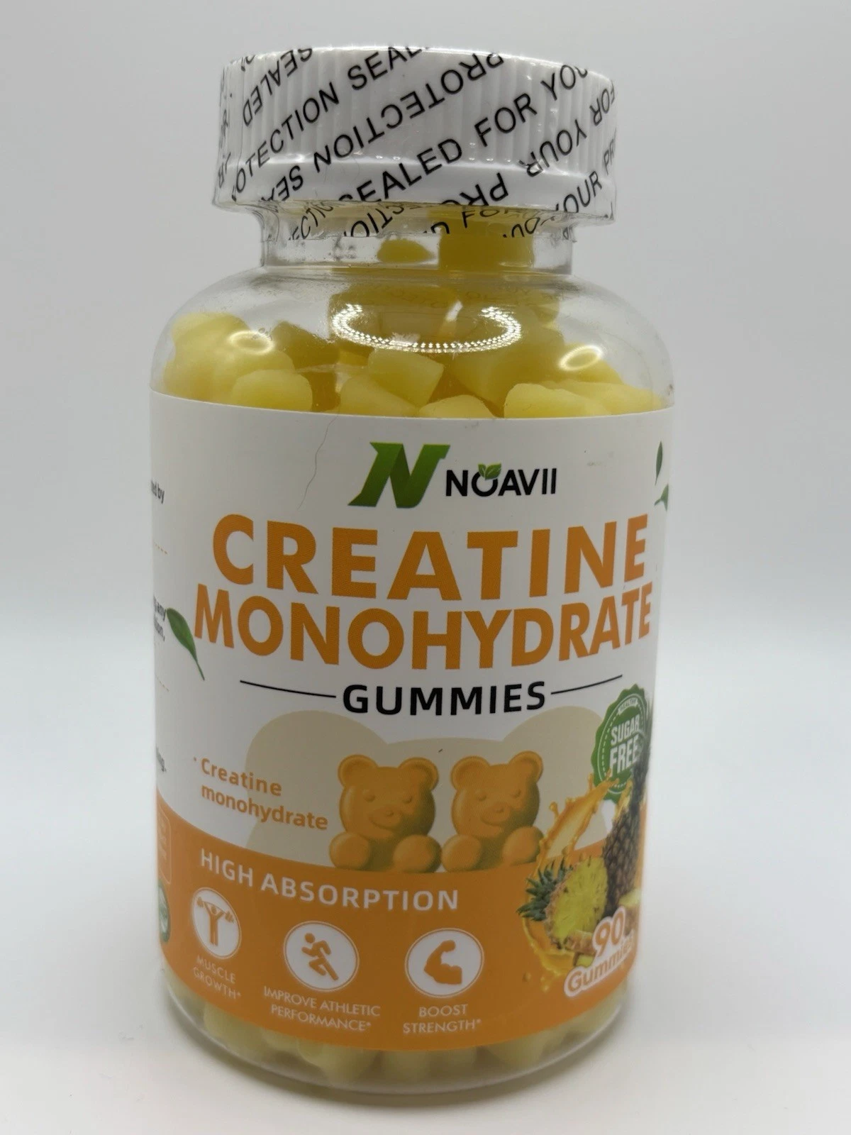 Noavii Creatine Monohydrate Gummies Pineapple Sugar Free 90 count exp: 11/2026
