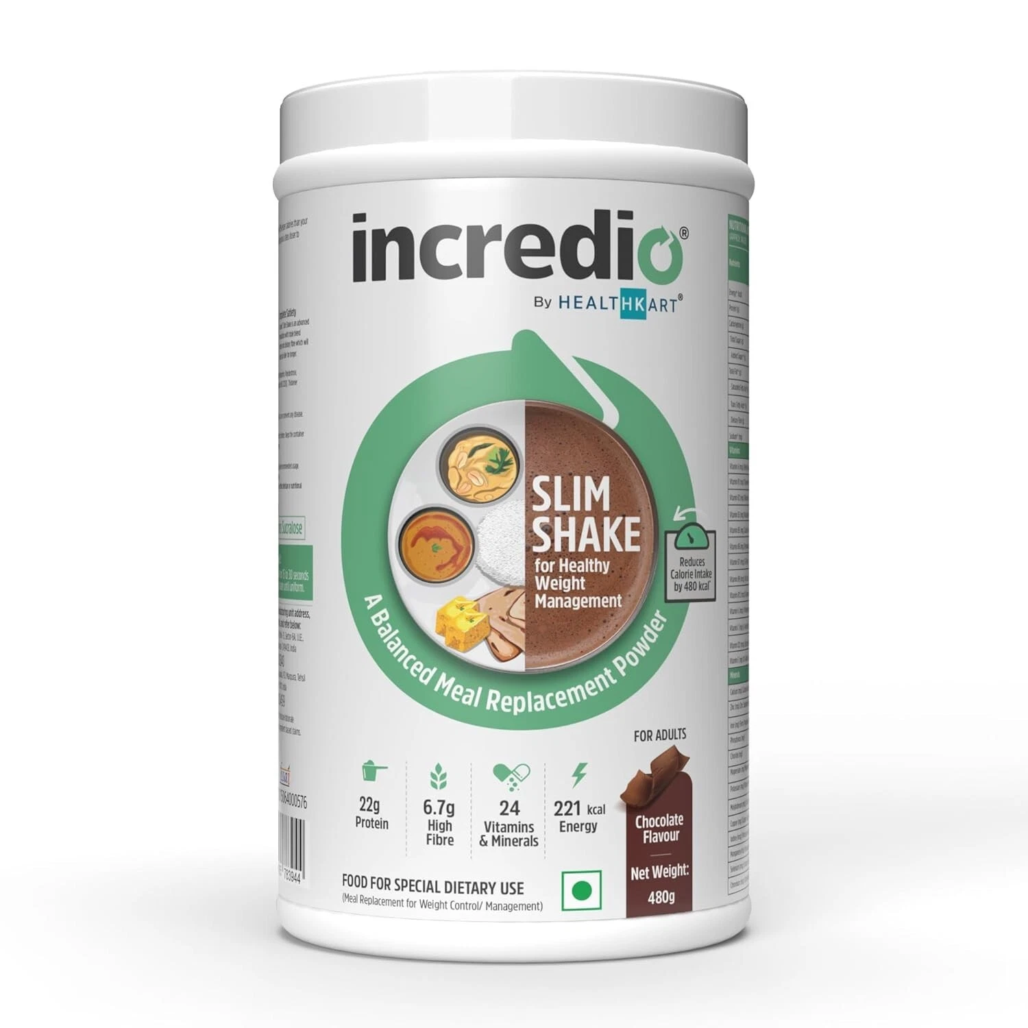 Incredio by Healthkart Slim Shake for Weight Management, Chocolate 480g