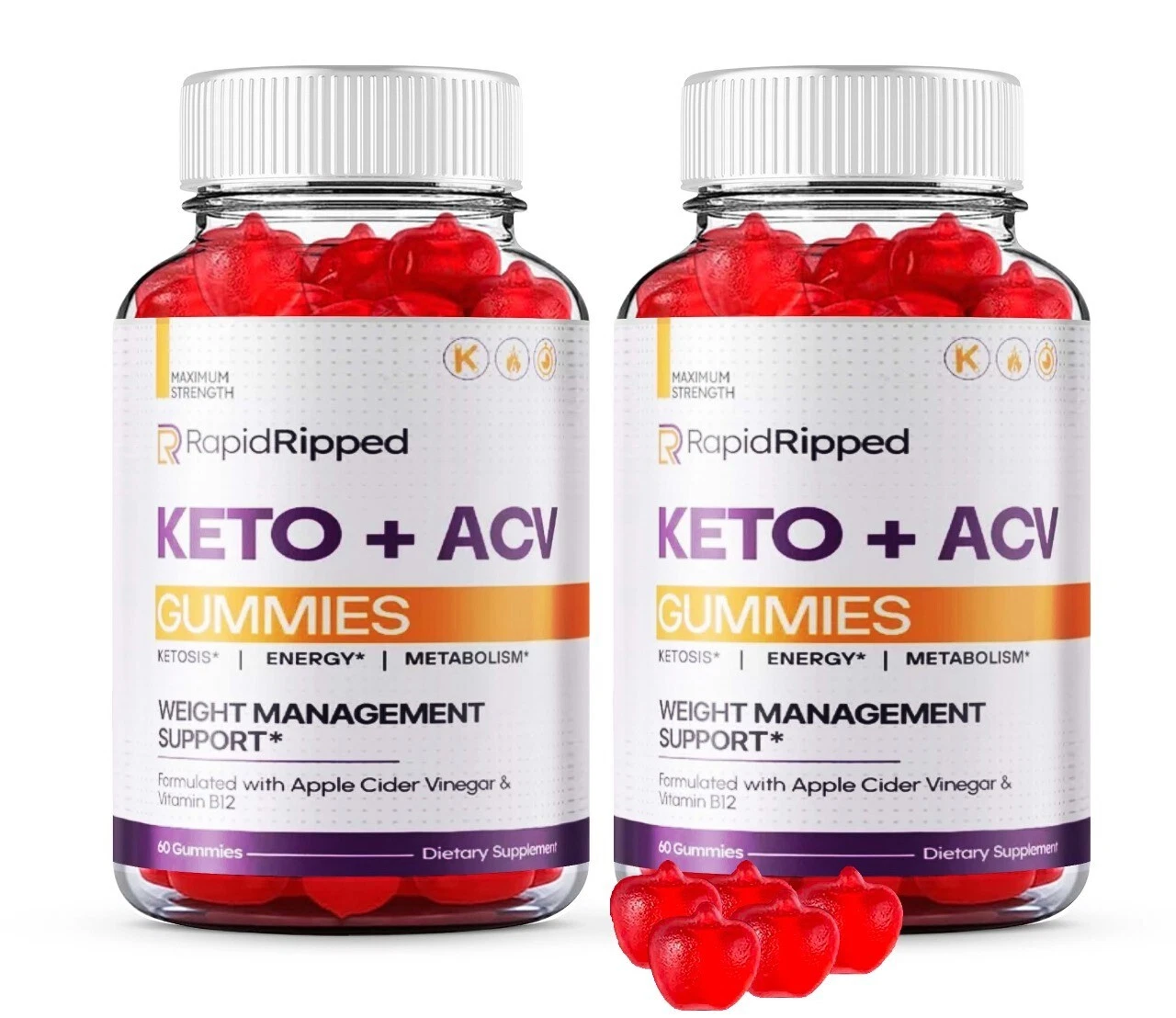 RapidRipped Keto ACV Gummies, Max Strength Official Rapid Ripped Gummy (2 Pack)