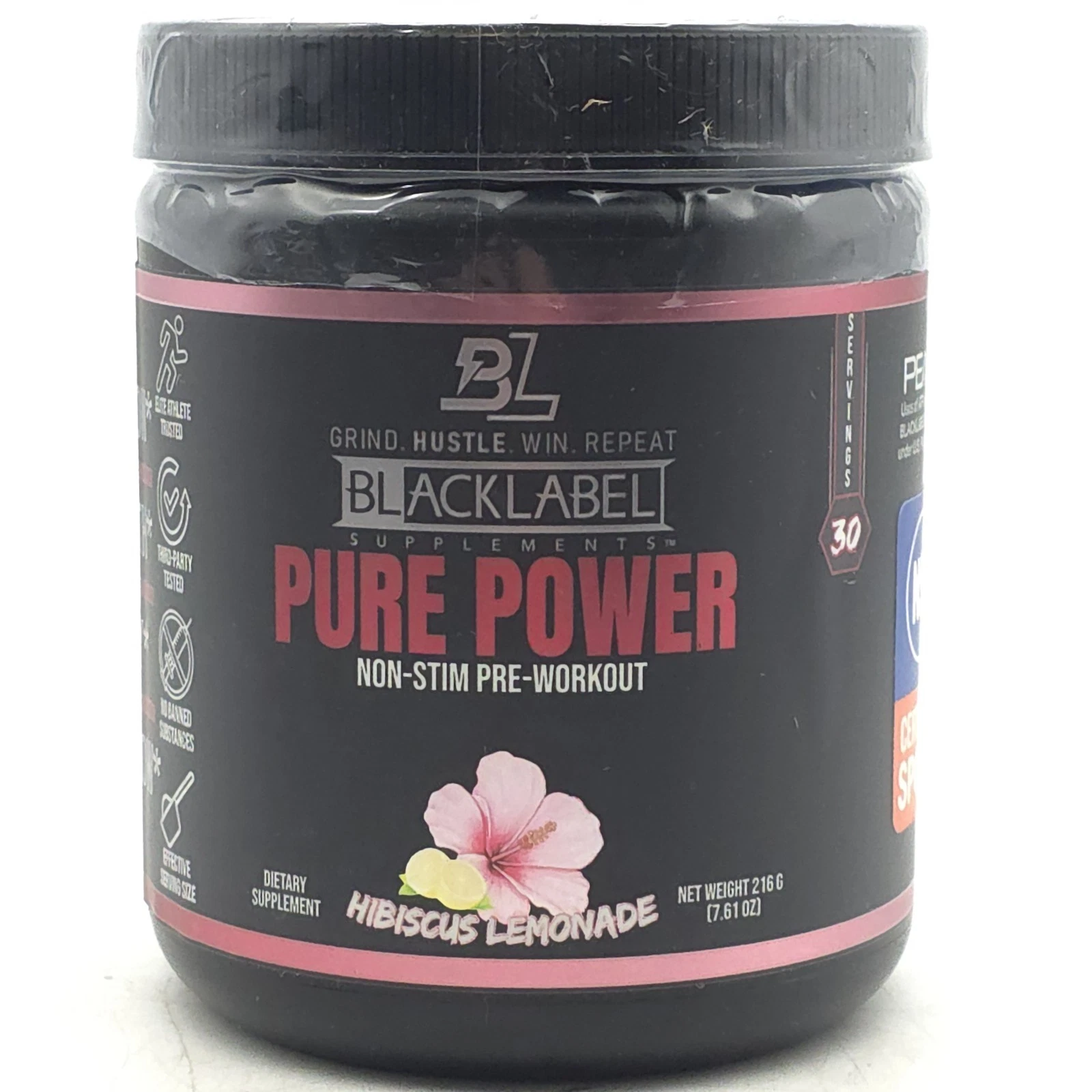 Blacklabel Supplements Pure Power Non-Stim Pre-workout Hibiscus Lemonade