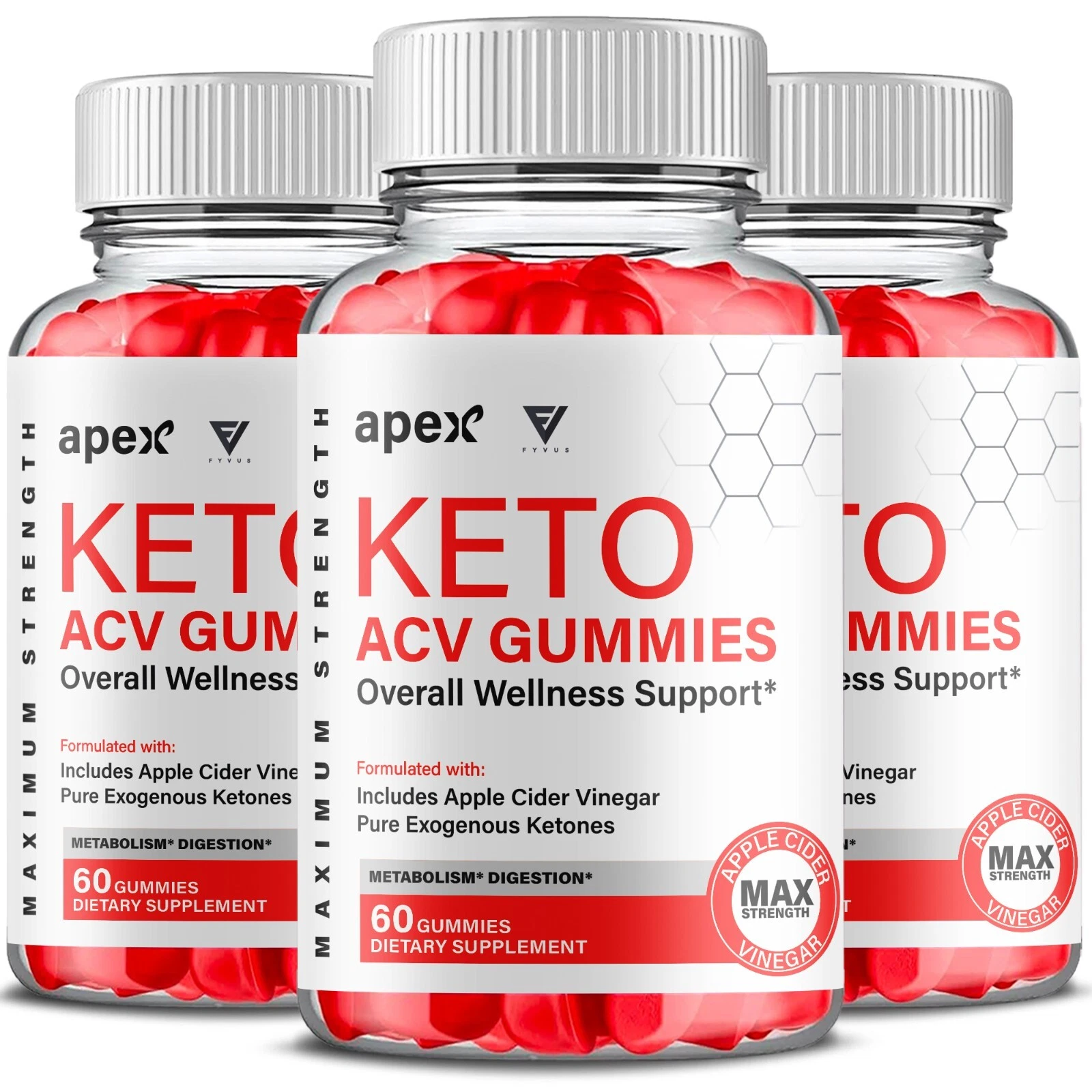 (3 Pack) Apex Keto ACV Advanced Weight Loss Support Supplement (180 Gummies)
