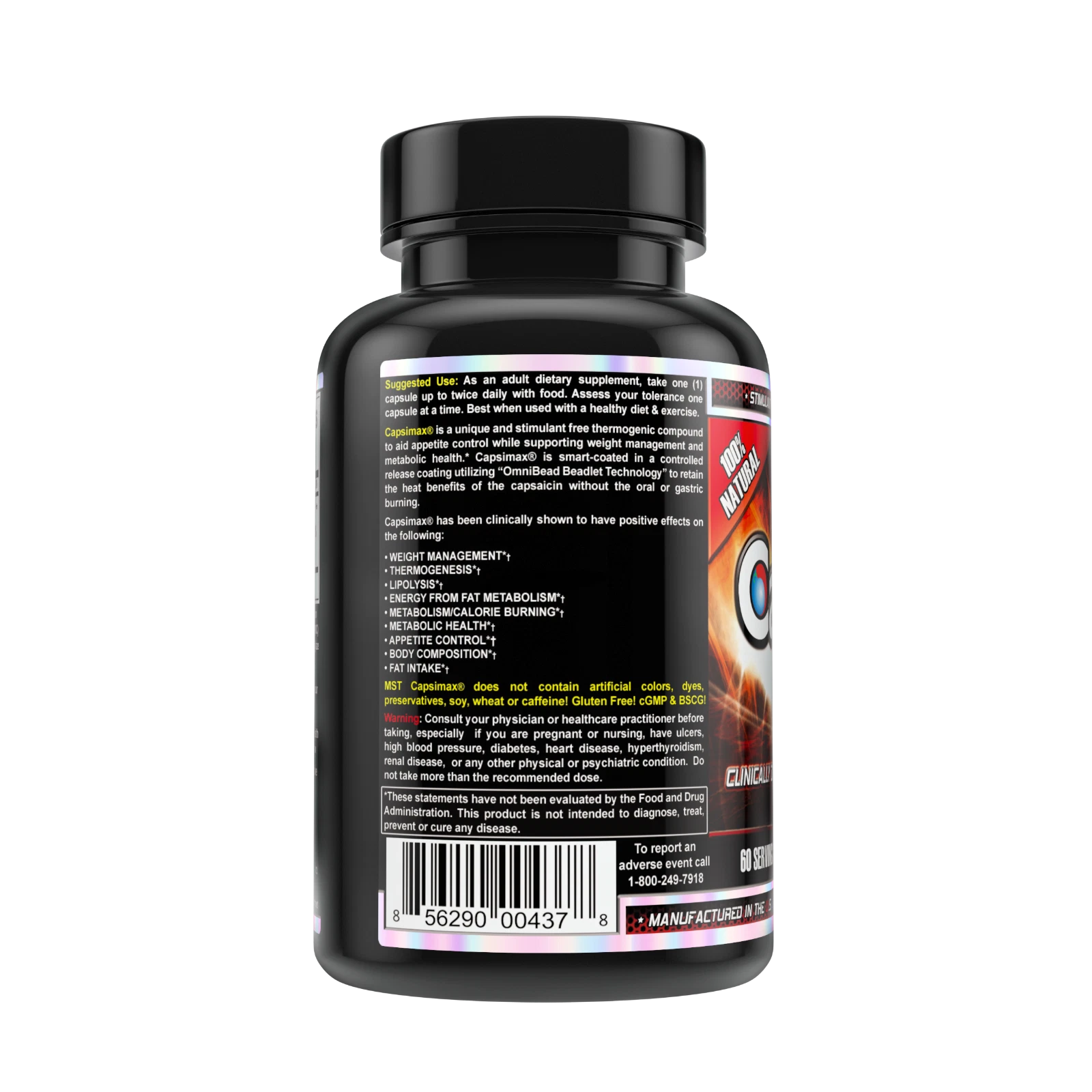 Capsimax Supplement 100mg V Capsules 60 Servings by MST - Clinically Dosed Weigh