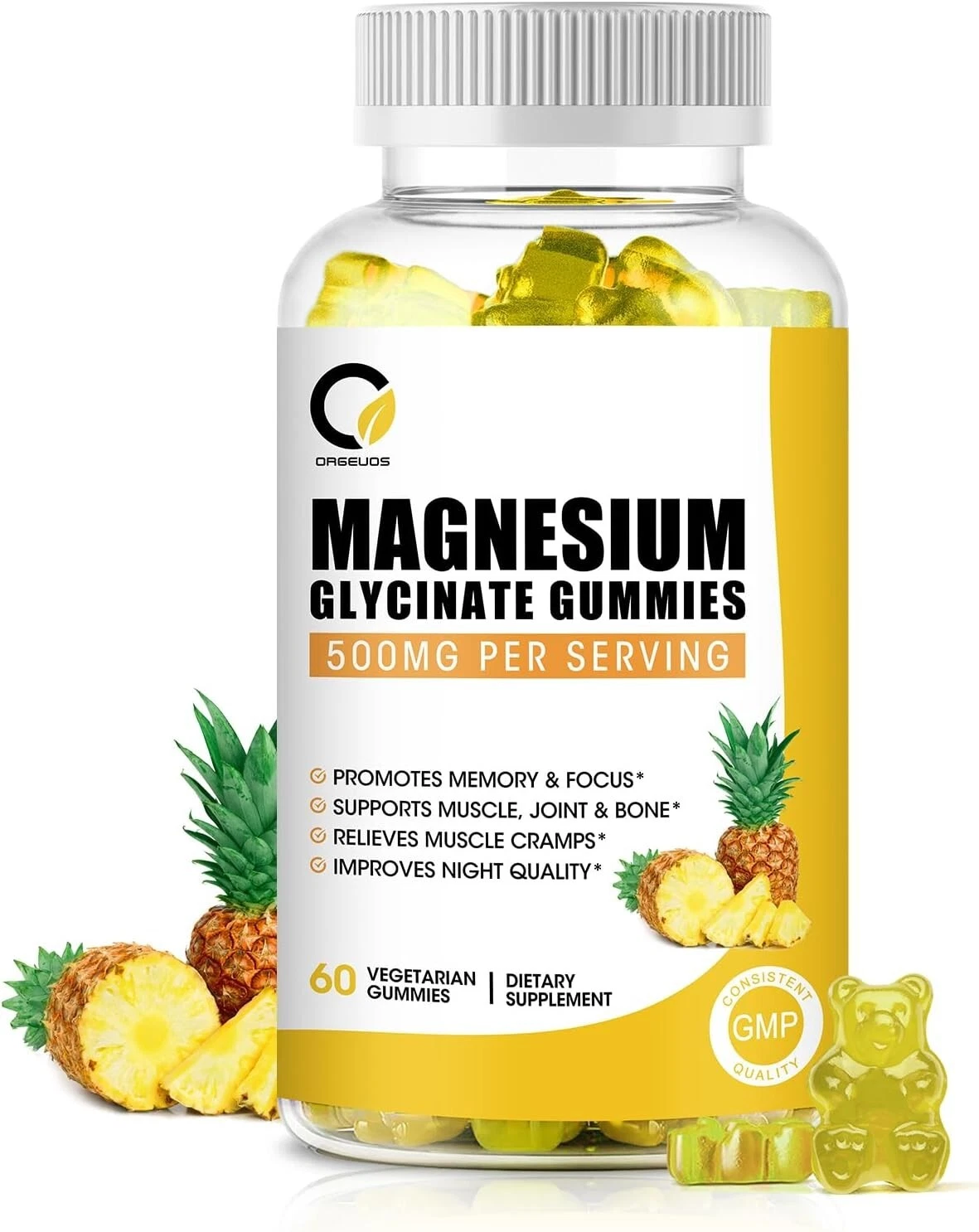 Magnesium Glycinate Gummies, High-Absorption Magnesium Supplement with Calcium..