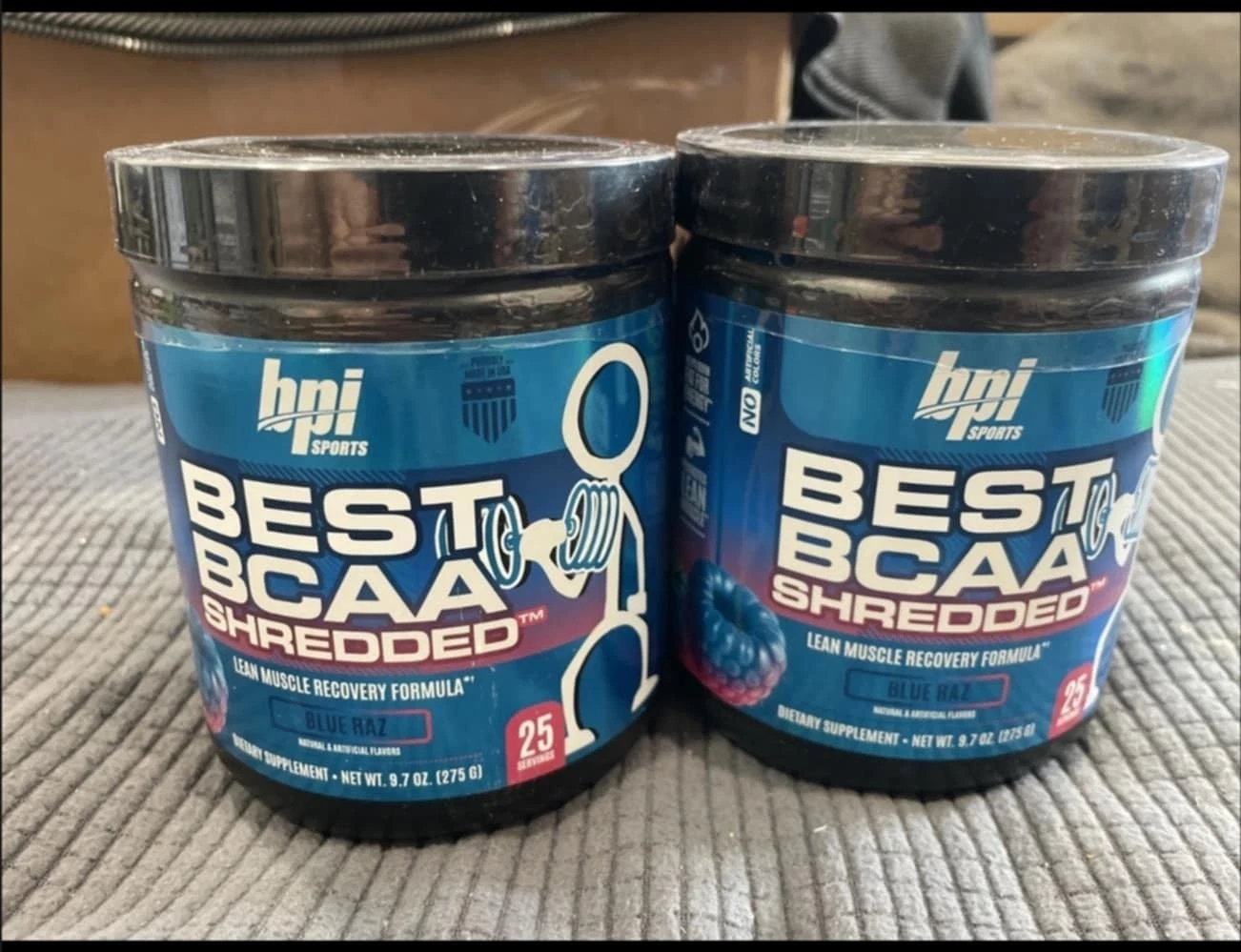 2 PK BPI Sports Best BCAA Shredded Muscle Recovery, Blue Raz Flavor No Caffeine
