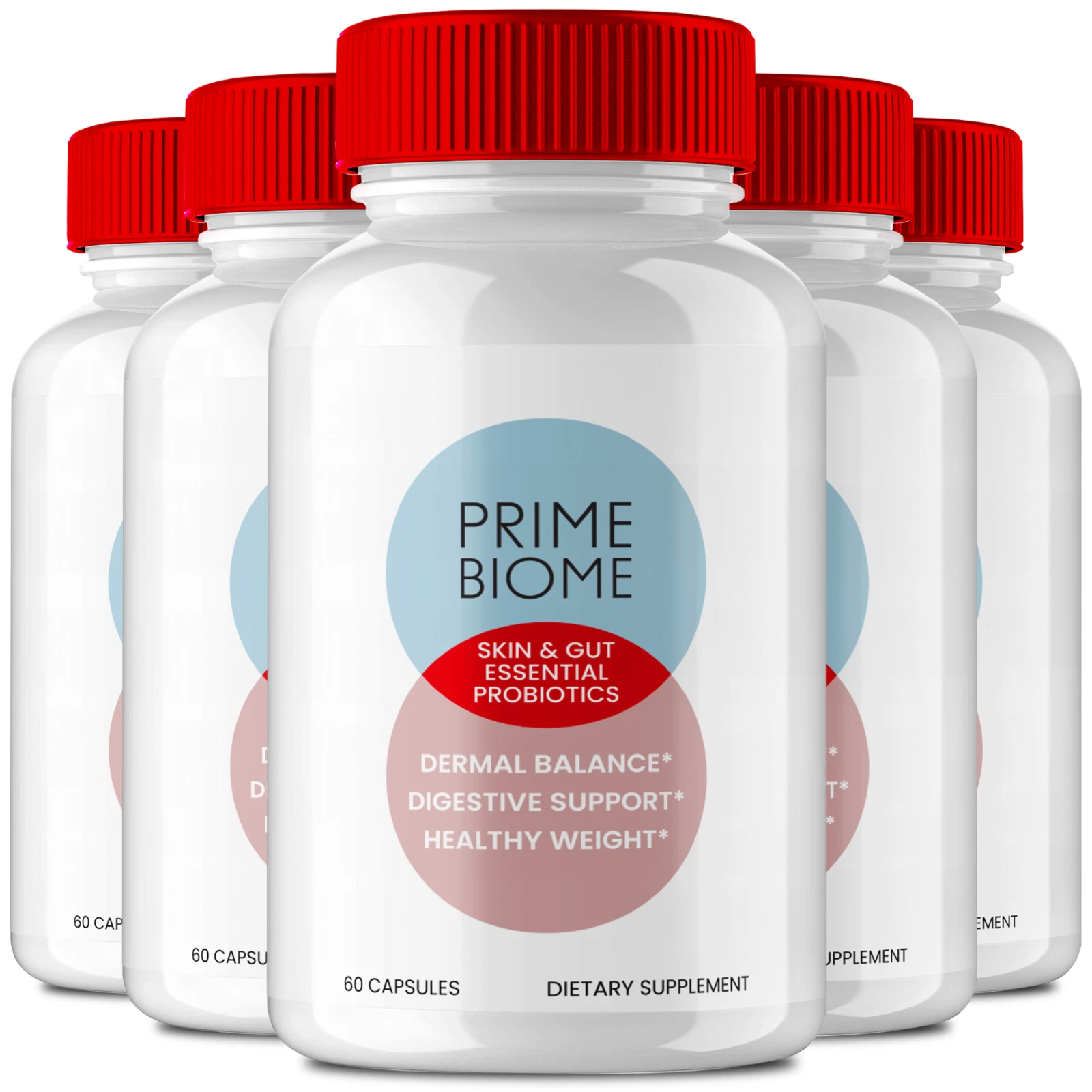 (5 Pack) Prime Biome Supplement Capsules, PrimeBiome for Skin & Gut Health Pills