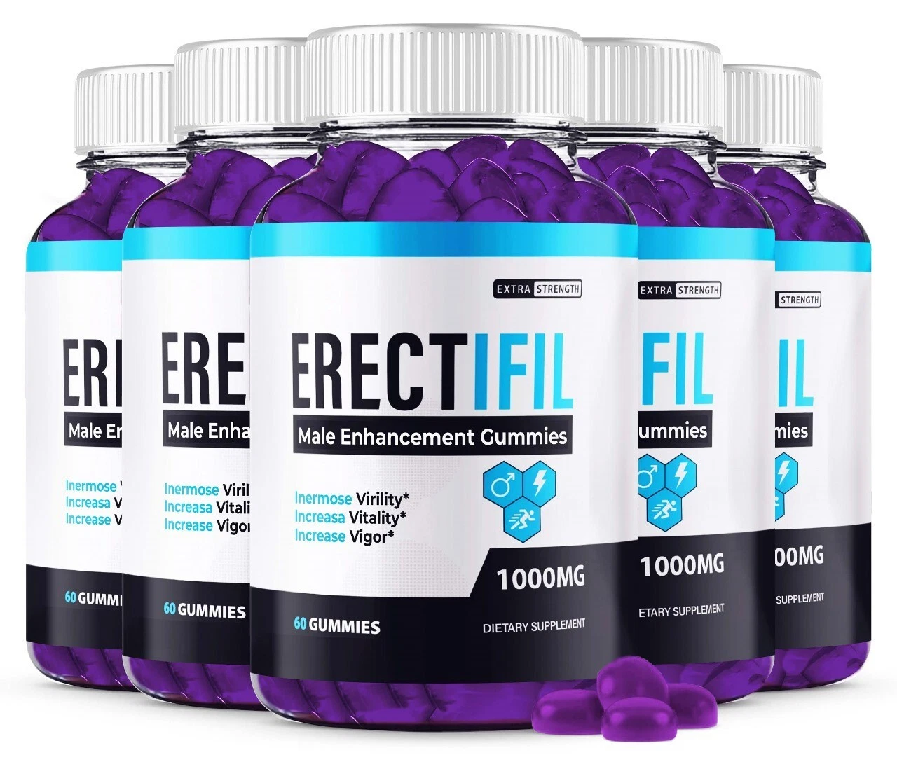 (5 BOTTLE) Erectifil Gummies - Male Virility with Maximum Strength - 300 Gummies