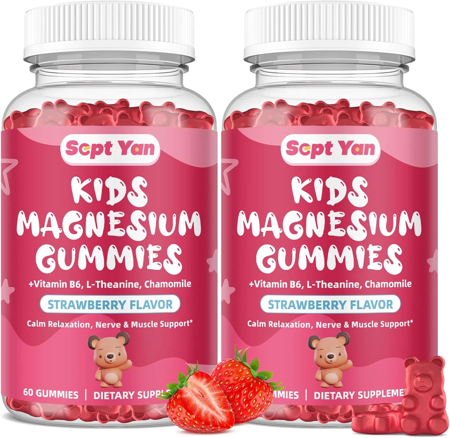 (2 Pack) Magnesium Gummies for Kids - Magnesium Citrate Supplement with Vitam...