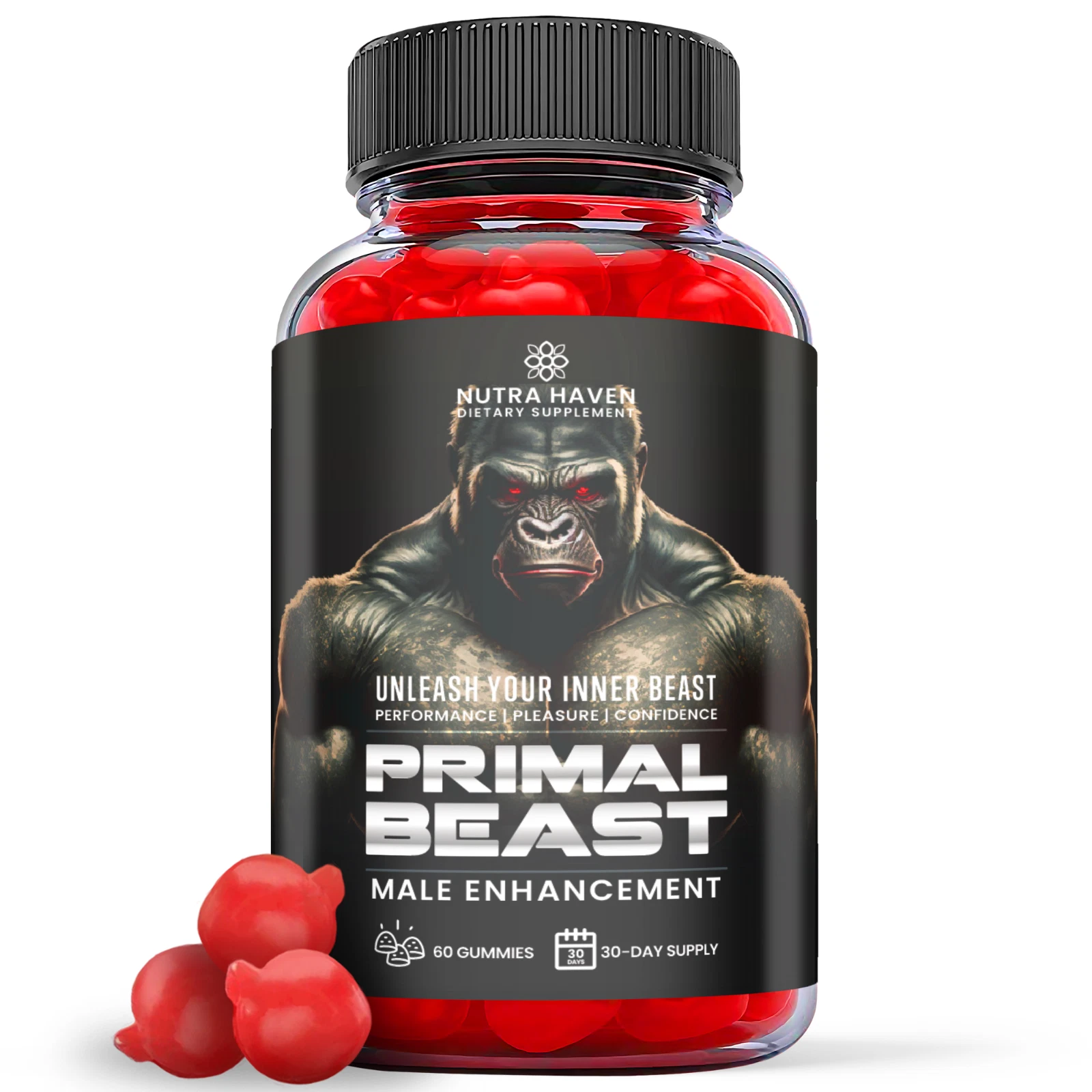 1 csomag - Primal Beast gumik - vegán, támogató férfi javítás - 60 gumi
