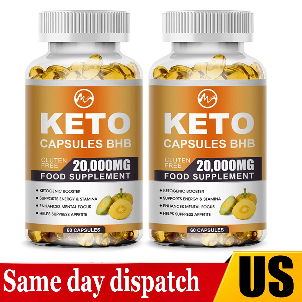 1/2x KETO BHB 20,000mg PURE Ketone FAT BURNER ACV Weight Loss Diet Pills Ketosis