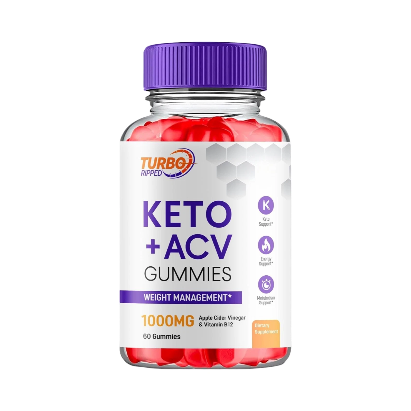 Turbo Ripped Keto ACV Gummies Supports Weight Loss & Energy (60 Gummies)