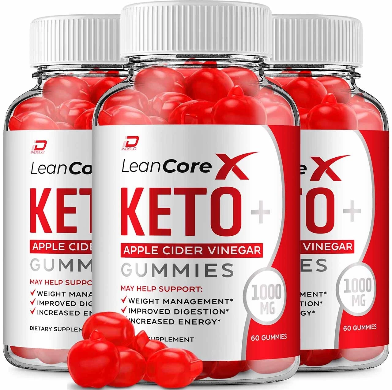 (3 Pack) Lean Core X Keto ACV Gummies Supplement-LeanCoreX 1000MG, Vitamin B12