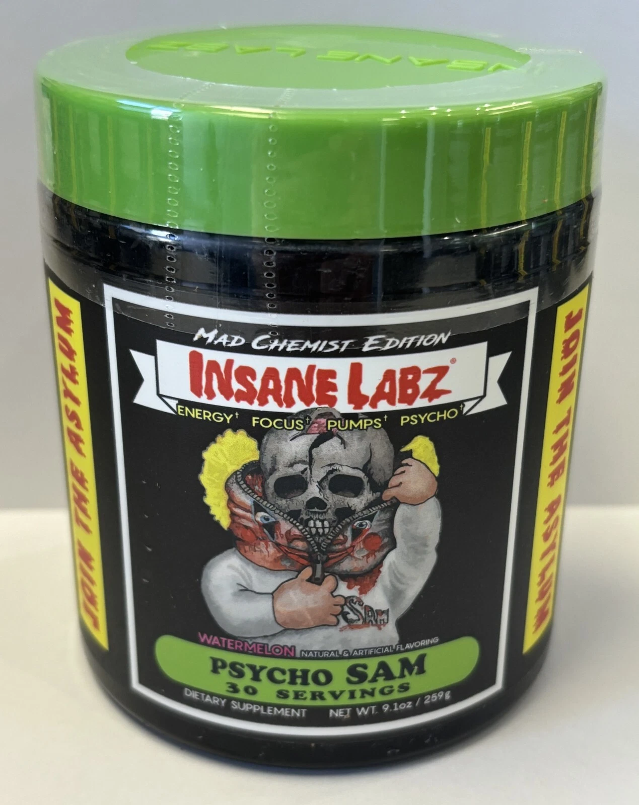 Psycho Sam Pre Workout Watermelon 30 servings Insane Labz