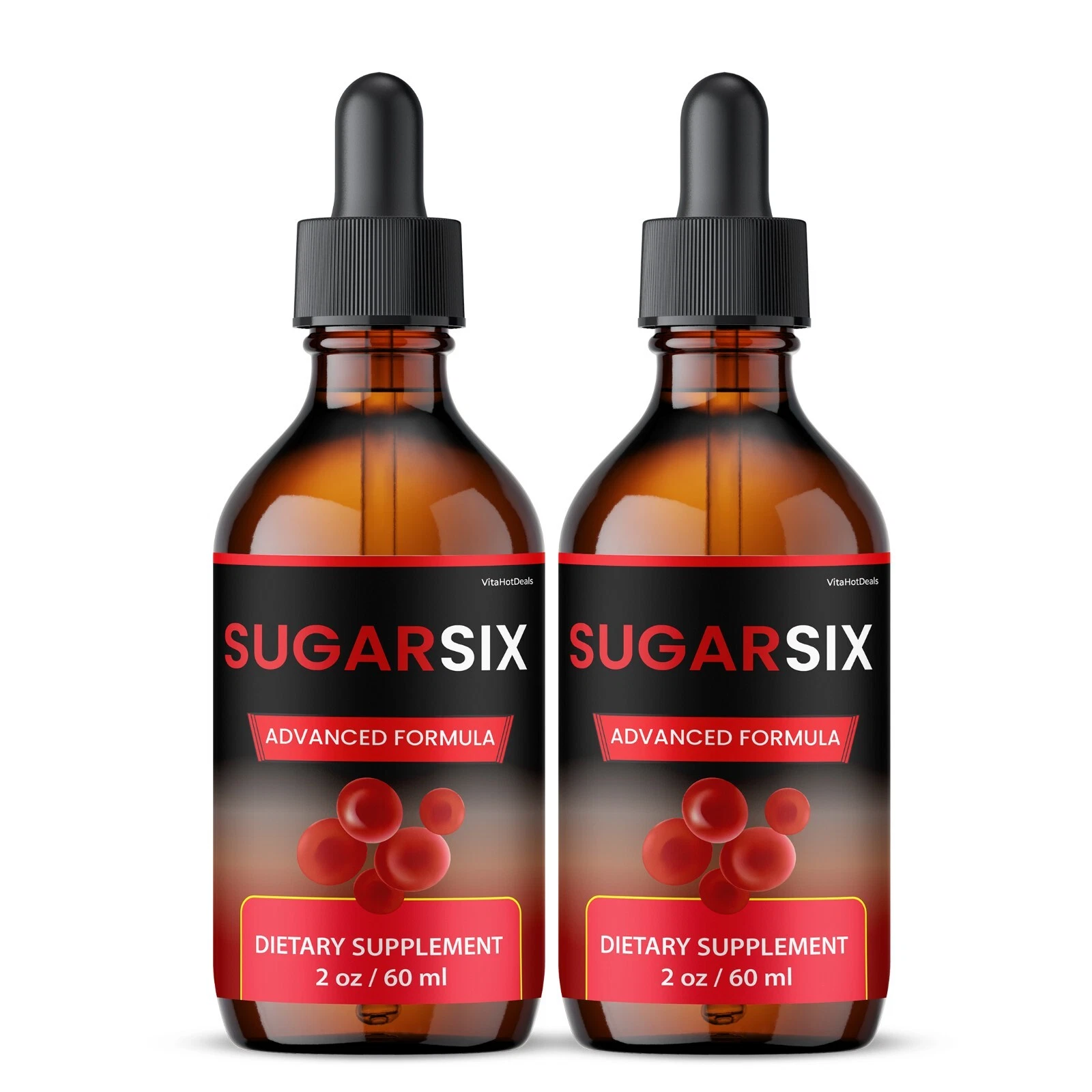 Sugar Six Drops, Max Strength Herbal Supplement for Blood Health (2 Pack)