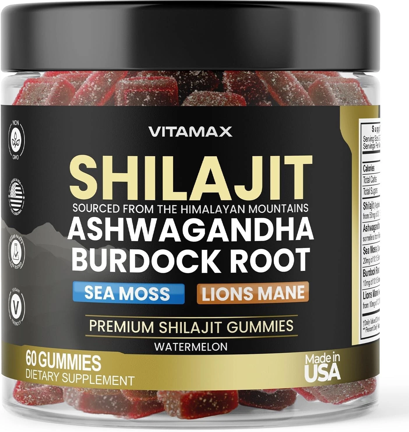 Organic Shilajit Gummies 1000Mg, Sea Moss 400Mg, Ashwagandha 1000Mg 105+ Trace M