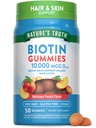 Nature's Truth Biotin Gummies | 10000mcg | 50 Count | Vegan, Non-GMO & Gluten Fr