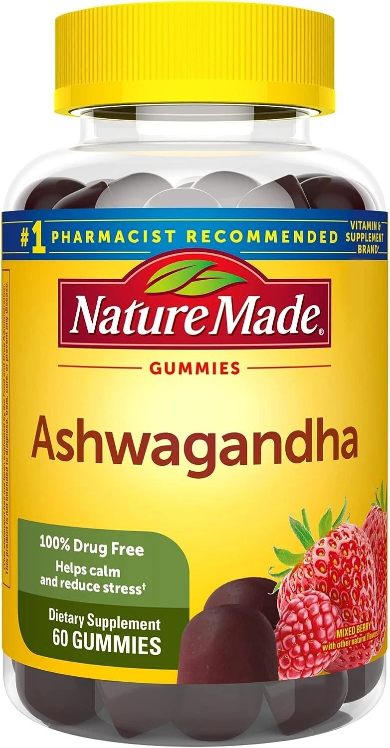 Nature Made Gluten-Free Ashwagandha, Vegan Adult Dietary Supplement, 60 Gummies