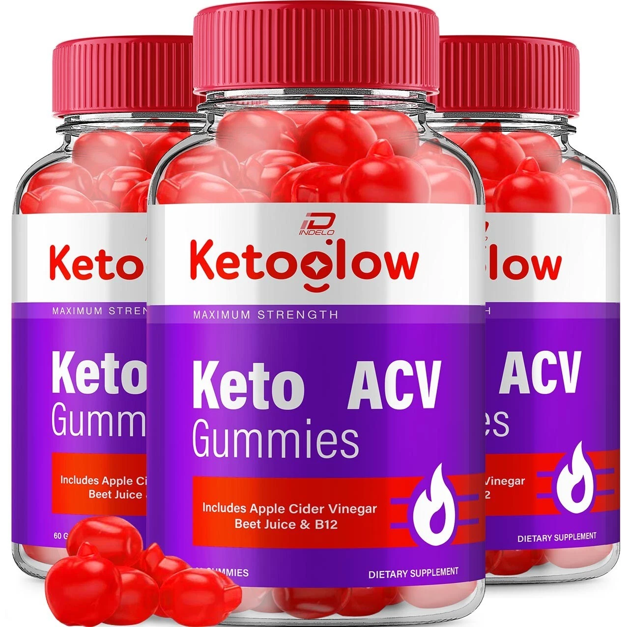 (3 Pack) Keto Glow ACV Gummies Supplement - Ketoglow ACV Gummy, Vitamin B12