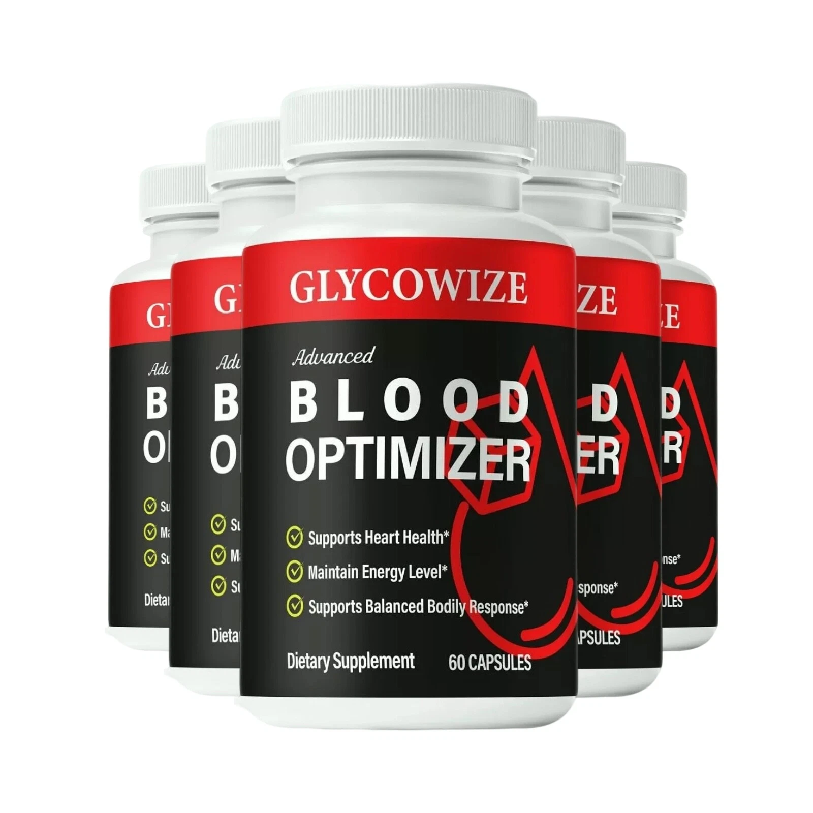 5-Pack Glycowize Blood Optimizer - Glyco Wize Blood Support Pills (300 Capsules)