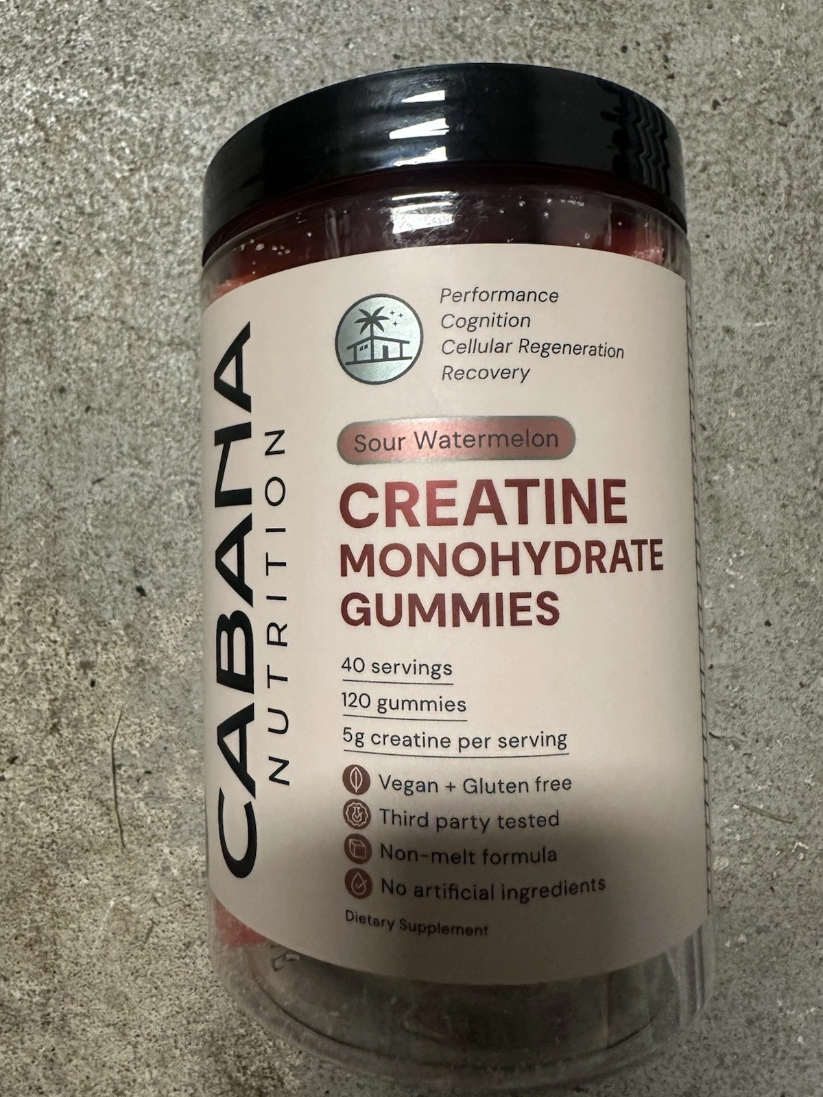 Creatine Monohydrate Gummies Cabana Nutrition Sour Watermelon NEW Vegan