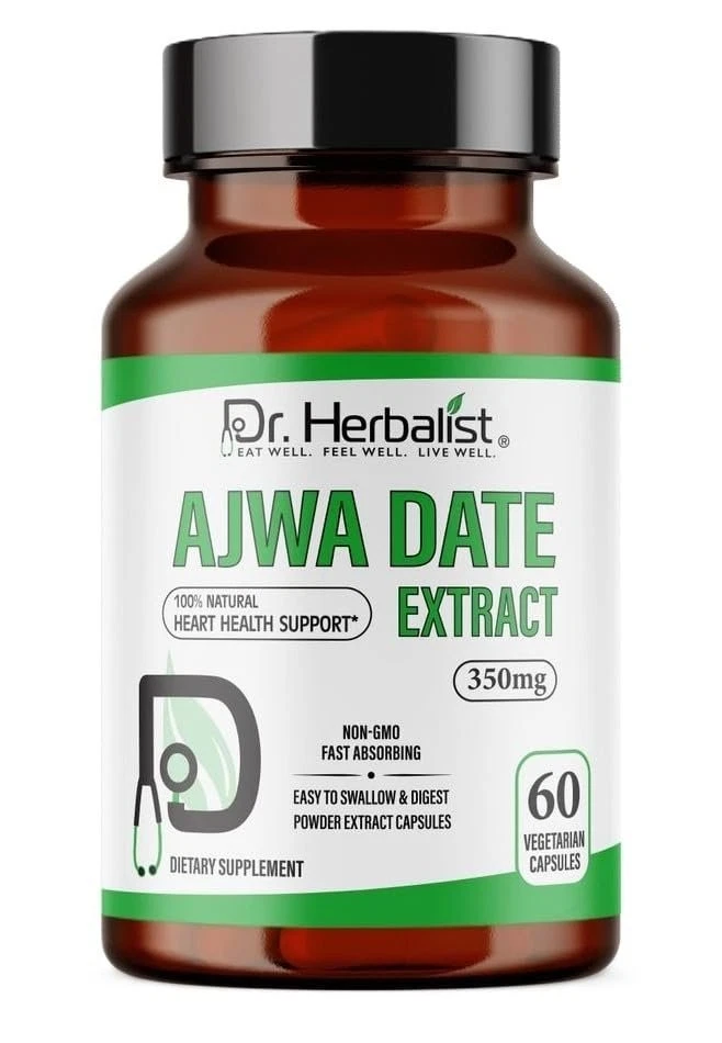 Dr. HERBALIST Ajwa Date Extract Phoenix Dactylifera Capsules - 350mg, 60...