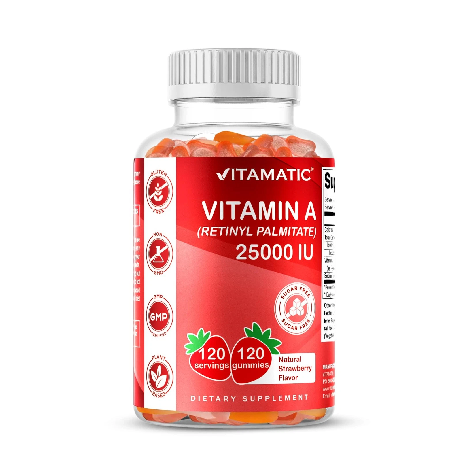 Vitamatic Sugar Free Vitamin A 25000 IU Gummies (Retinyl Palmitate) - Natural St