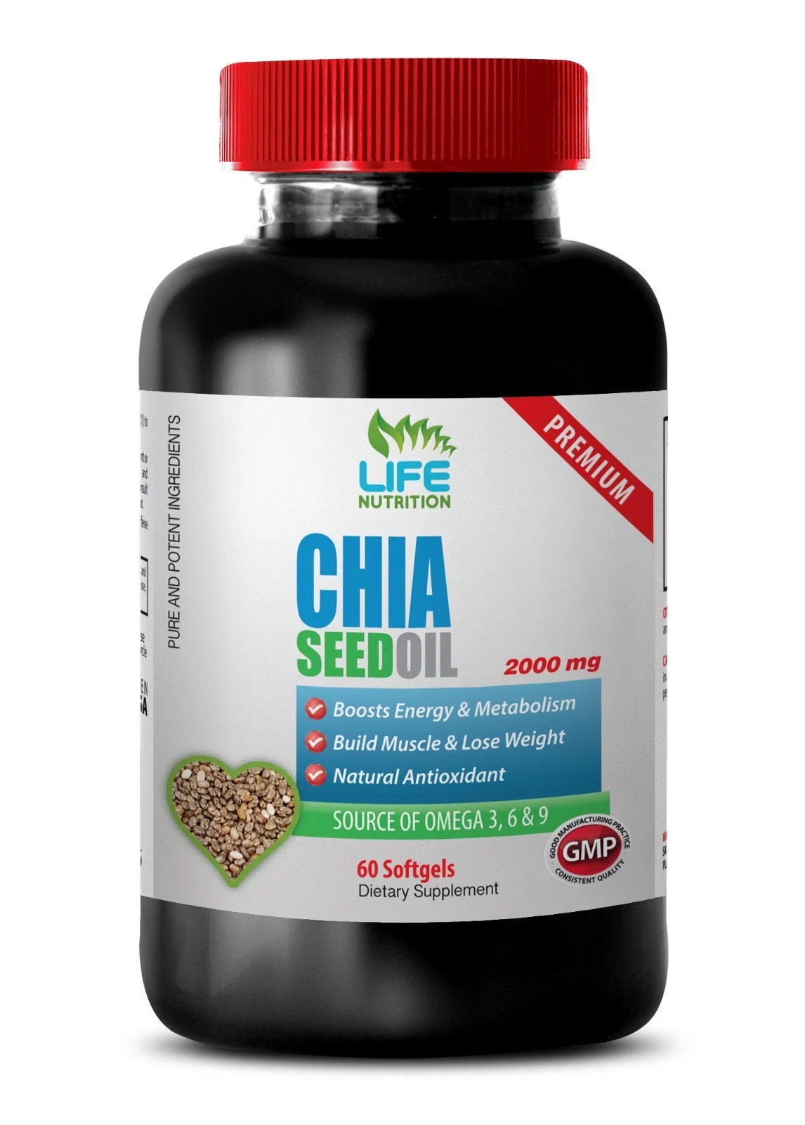 omega fatty acids - CHIA SEED OIL 2000mg - stabilize blood sugar 1 Bottle