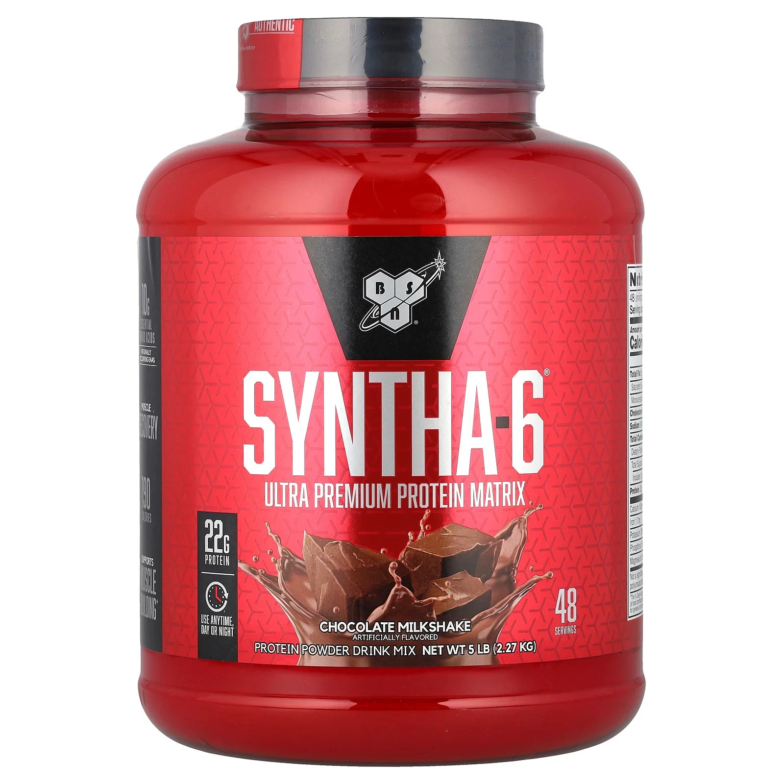 BSN, Syntha-6, Protein Powder Drink Mix, Chocolate Milkshake, 5 lbs (2.27 kg)