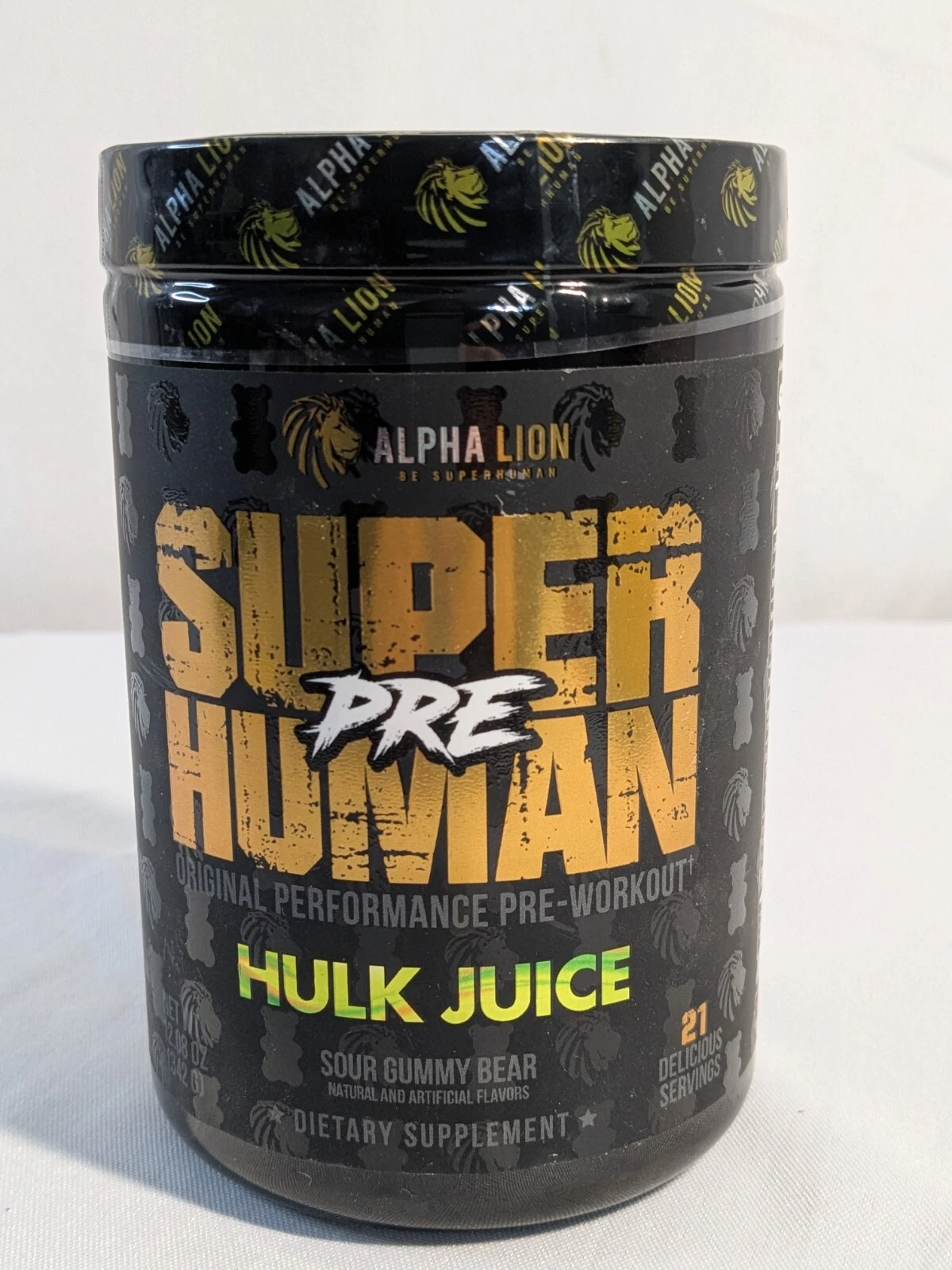 Alpha Lion Pre-Workout Super Human Sour Gummy Bear Dietary Supplement 12.08 Oz