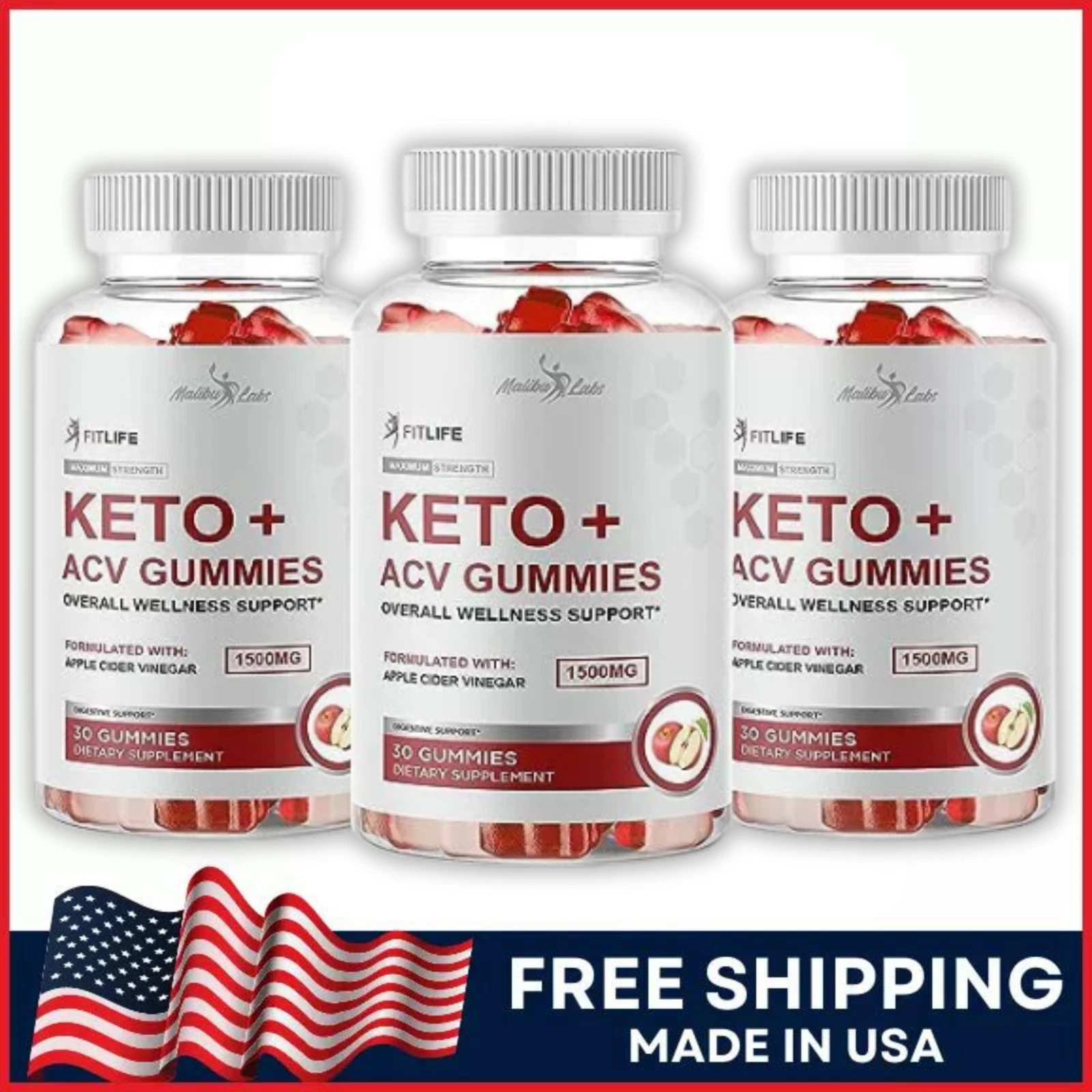 FitLife ACV Apple Cider Vinegar Gummies Weight Loss - 1500mg (90-Day Supply)