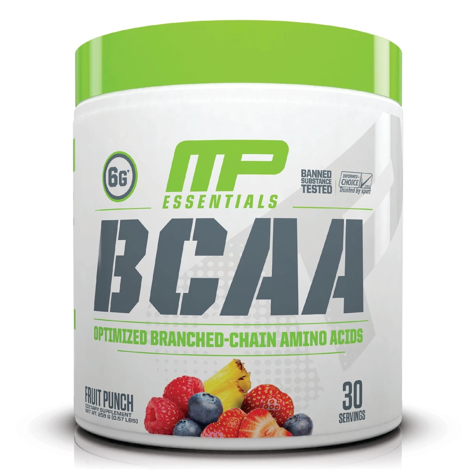 MusclePharm BCAA Polvo Ponche de Frutas 30 Porciones Aminoácidos para Recuperación