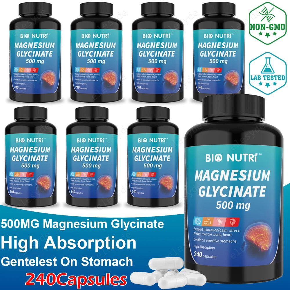 Magnesium Glycinate For Improved Sleep Stress Anxiety Relief 500mg Capsule LOT