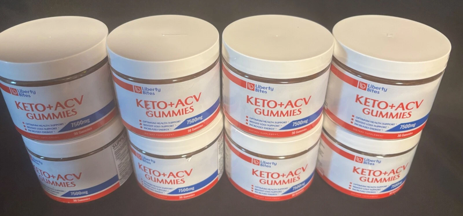 Liberty Bites KETO +ACV gummies 7500 mg 30 per bottle 8 Bottles