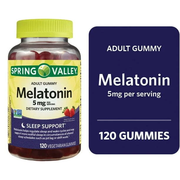 Spring Valey Non GMO Melatonin Dietary Supplement Gummies, Strawberry,5mg,120 Ct