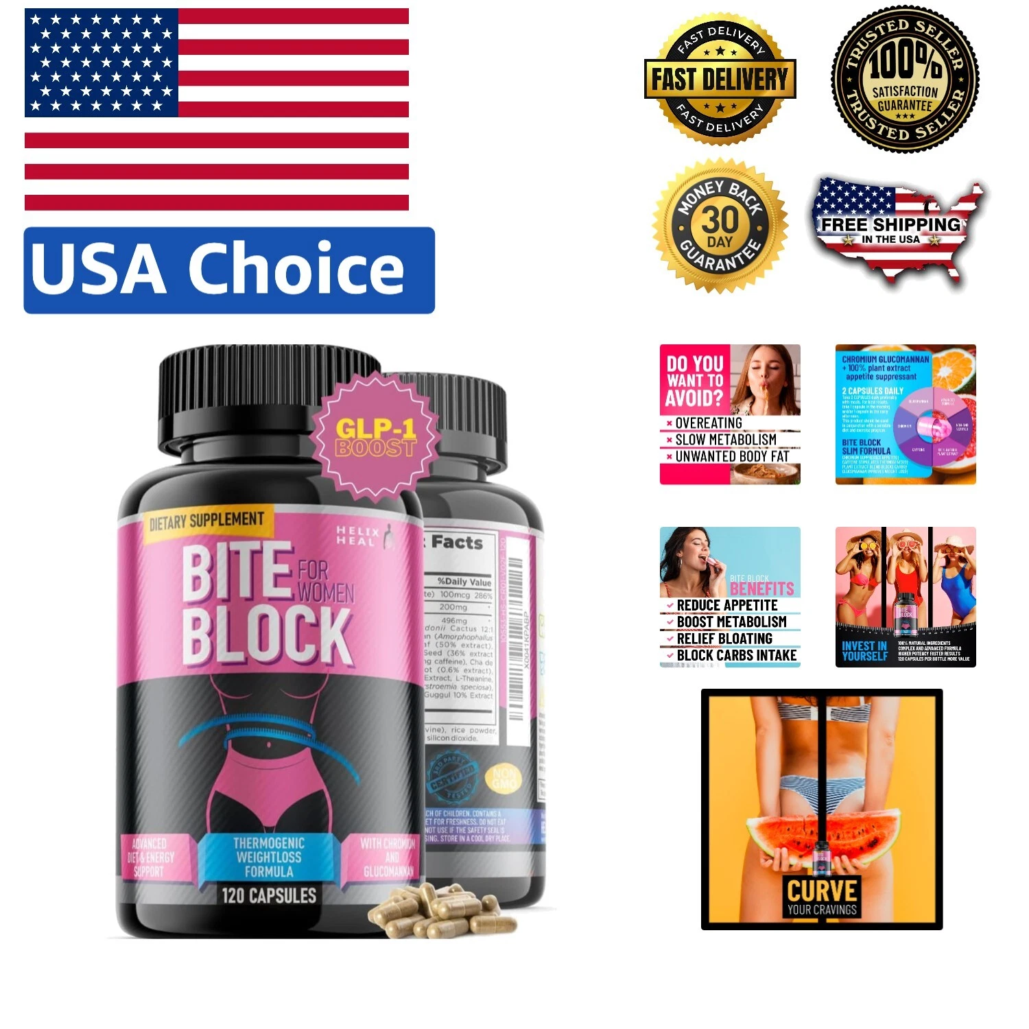 Appetite Suppressant & Carb Blocker for Women - 240 Capsules, Fast Weight Loss