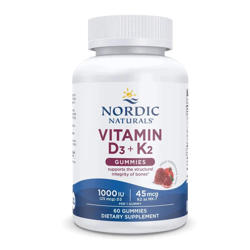 Nordic Naturals Vitamin D3+K2 Gummies - Cholecalciferol Vitamin D3 + K2, 60 Ct