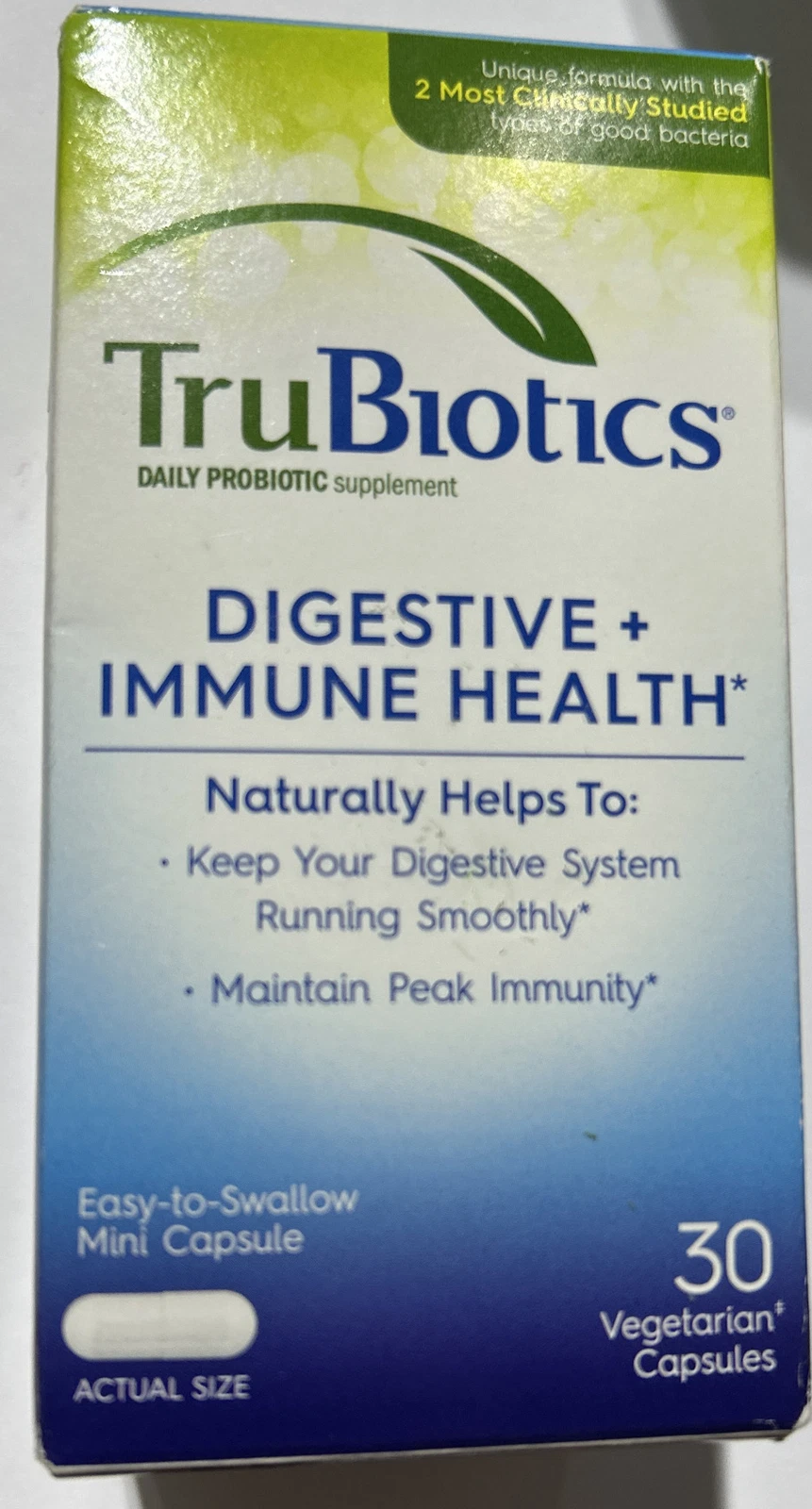 TruBiotics Digestive + Immune Health Daily Probiotic 30 Caps Exp 10/2025+