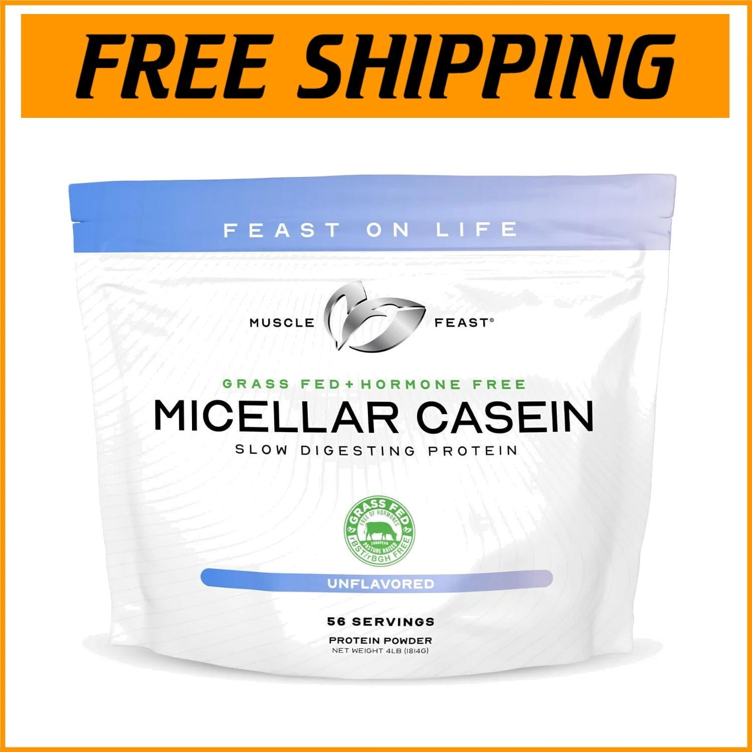 4lb All-Natural Unflavored Micellar Casein Protein - Hormone-Free & Gluten-Free