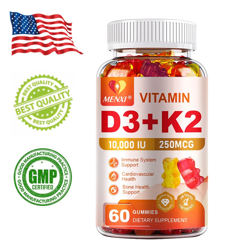60ct Vitamin D3 K2 Gummies Maximum Absorption Bone Support Daily Supplement