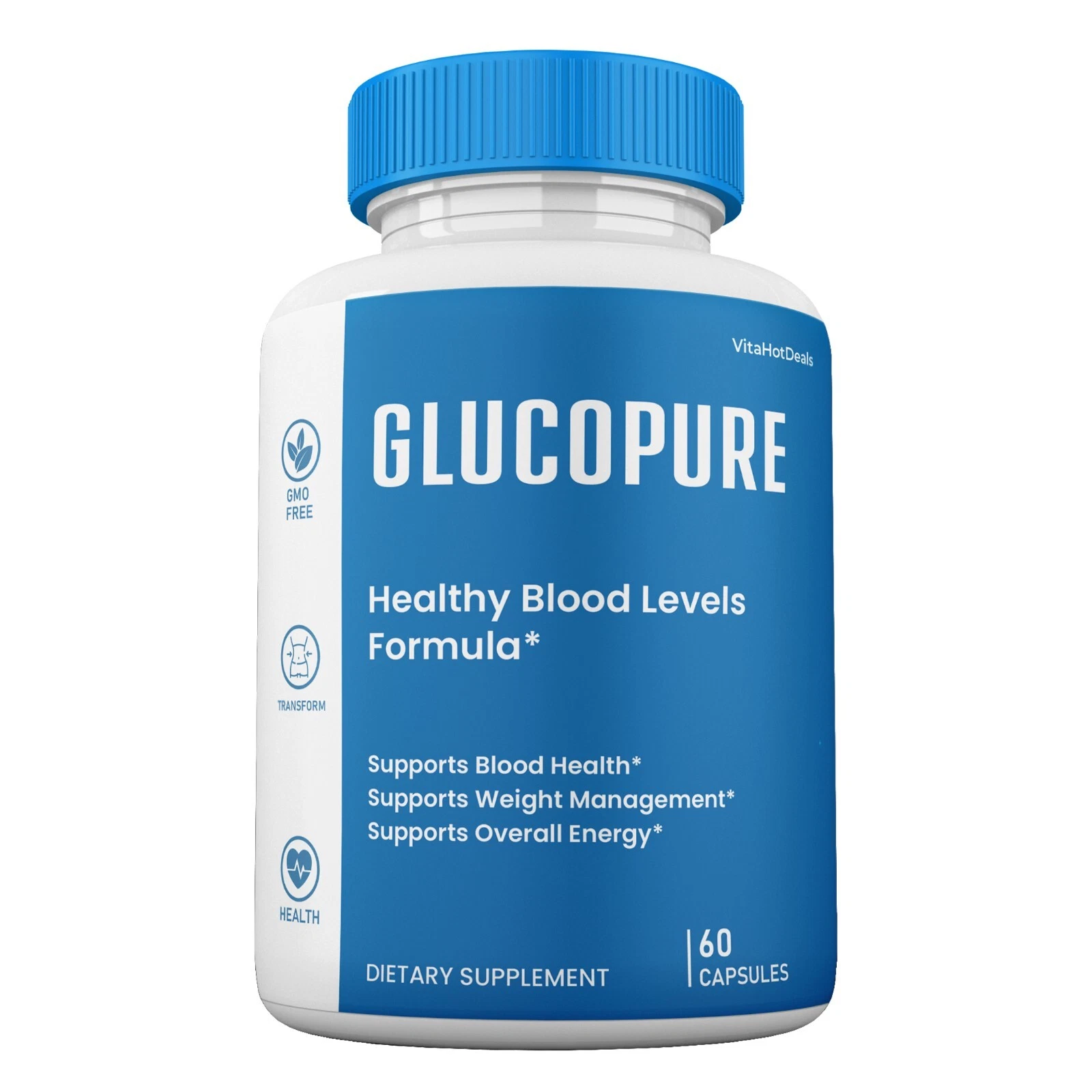 GlucoPure Capsules Blood Support, Gluco Pure Glyco Pills Supplement (1 Pack)