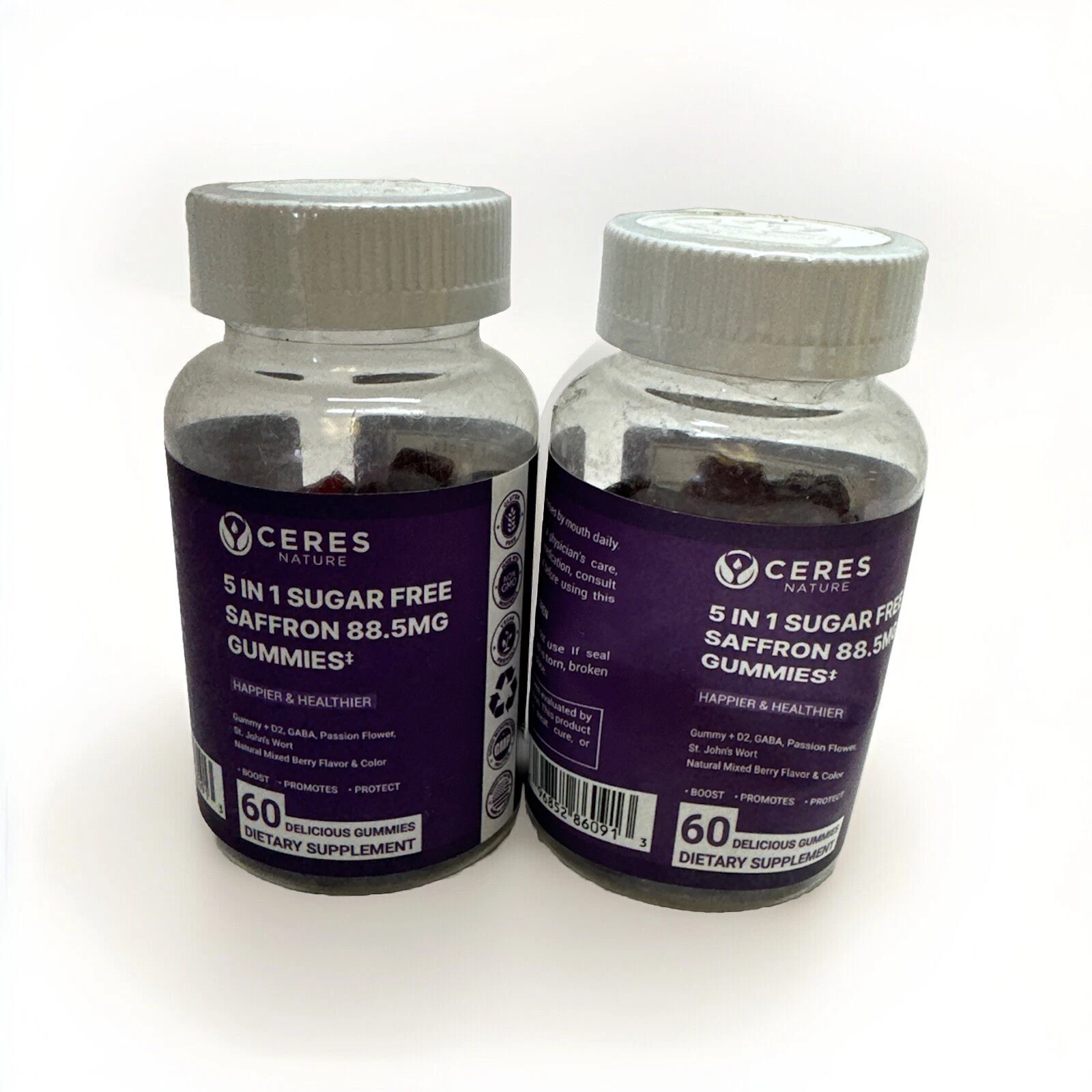 Lot Of 2 Ceres Nature5 In 1 Saffron 88.5 Mg Gummies 60 Count Exp 12/2025