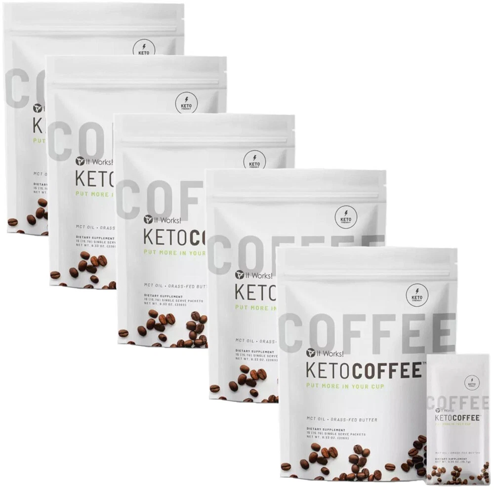 5Pcs It Works! Keto Coffee 15 Packets Bag With MCT Oil And New Sealed