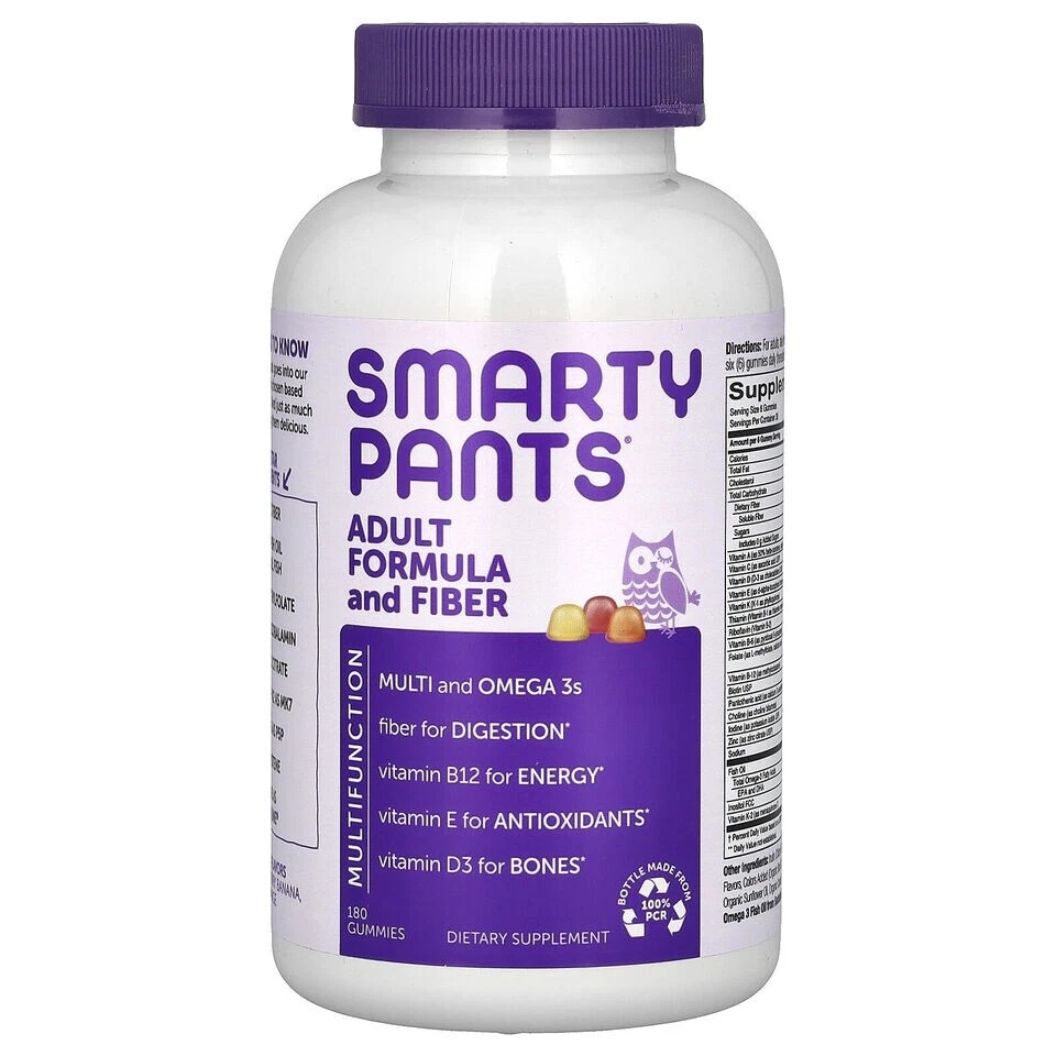 SmartyPants Adult Complete and Fiber 180 Gummies Egg-Free, Gluten-Free,